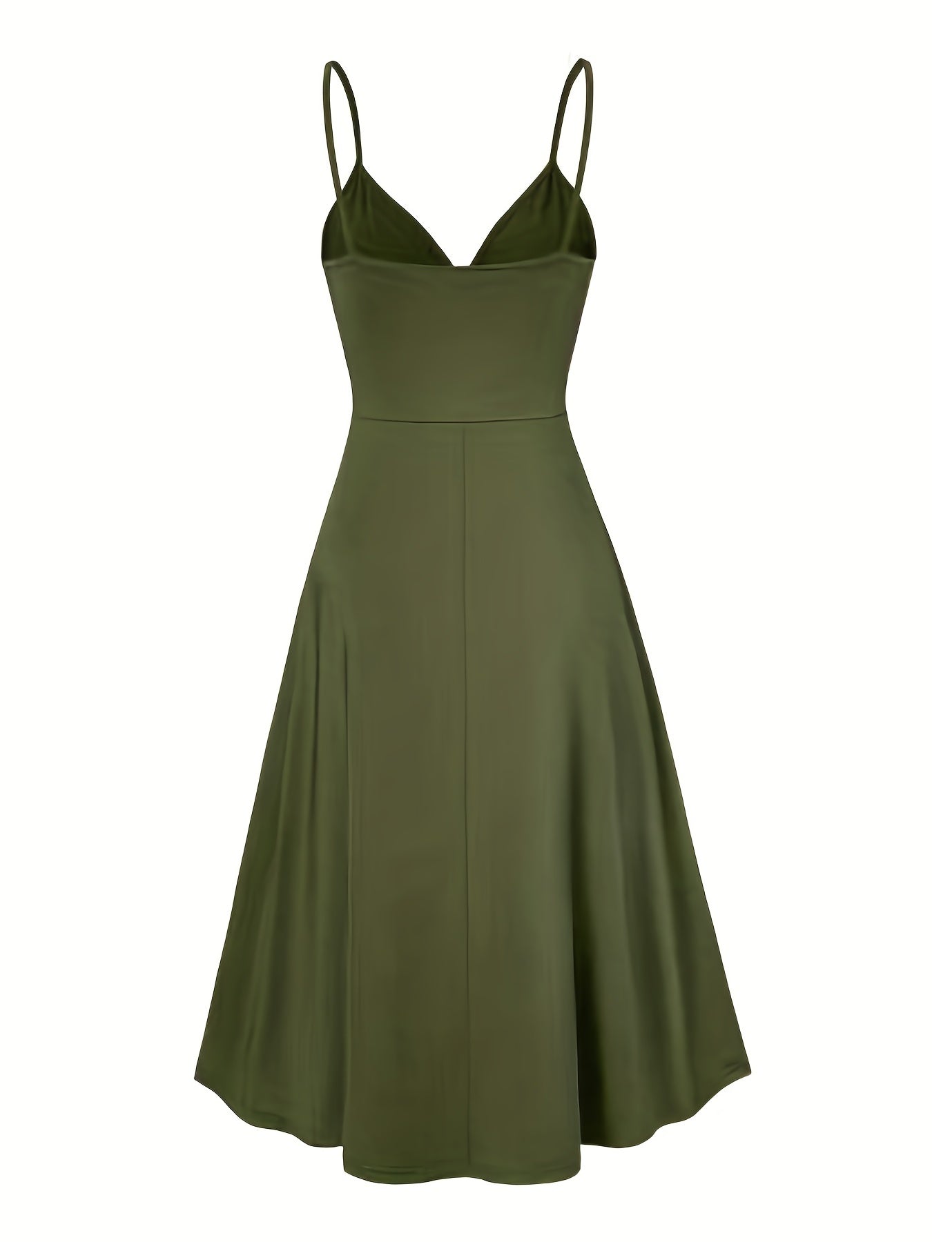 Twist Spaghetti Strap Dress, Elegant Solid Sleeveless Split Dress, Women's Clothing