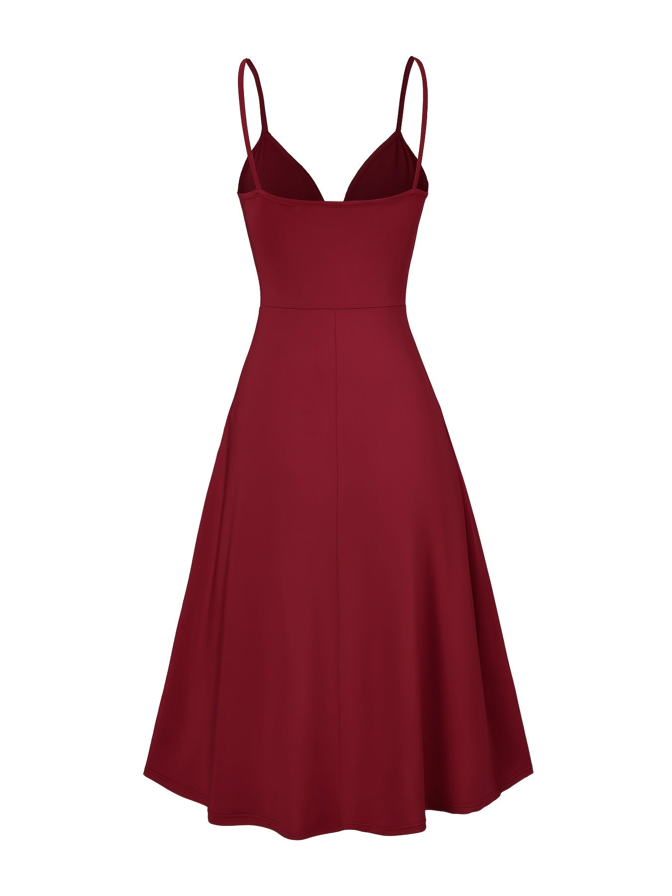 Twist Spaghetti Strap Dress, Elegant Solid Sleeveless Split Dress, Women's Clothing