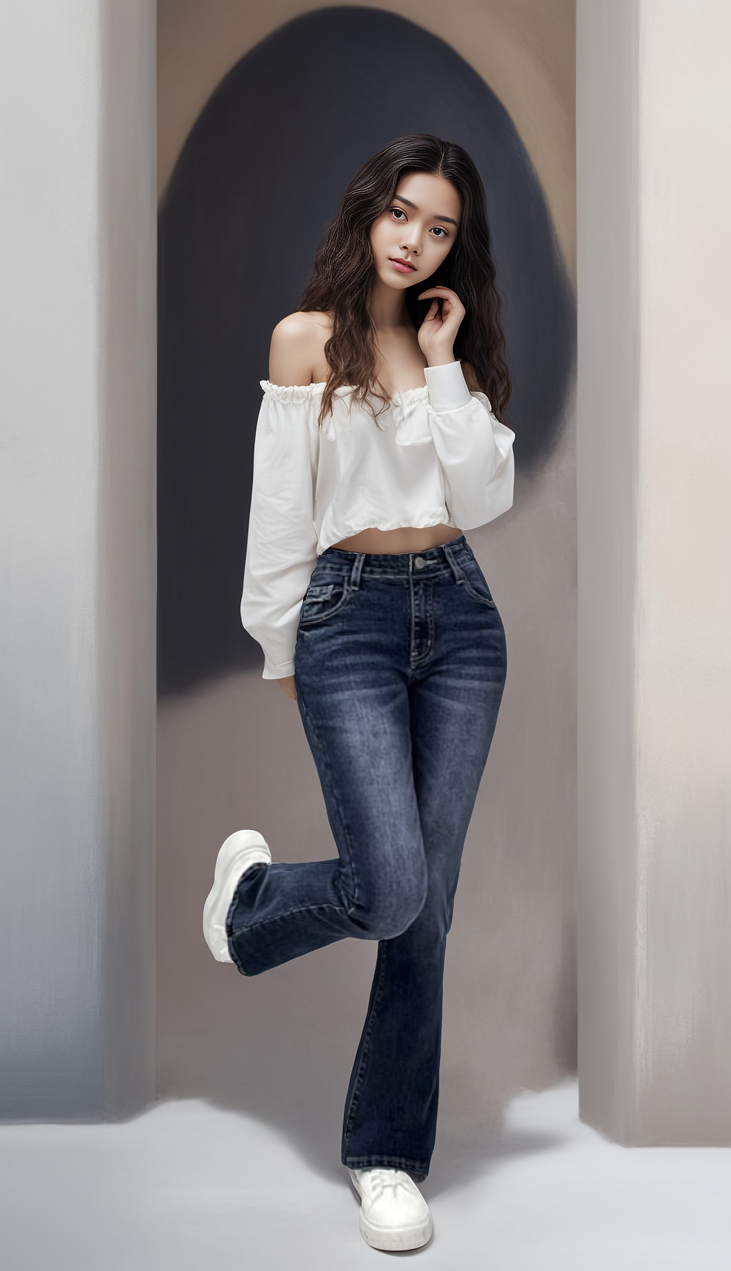 Fleece Liner Washed Bootcut Jeans, Slant Pockets High Stretch Denim Pants, Women's Denim Jeans & Clothing
