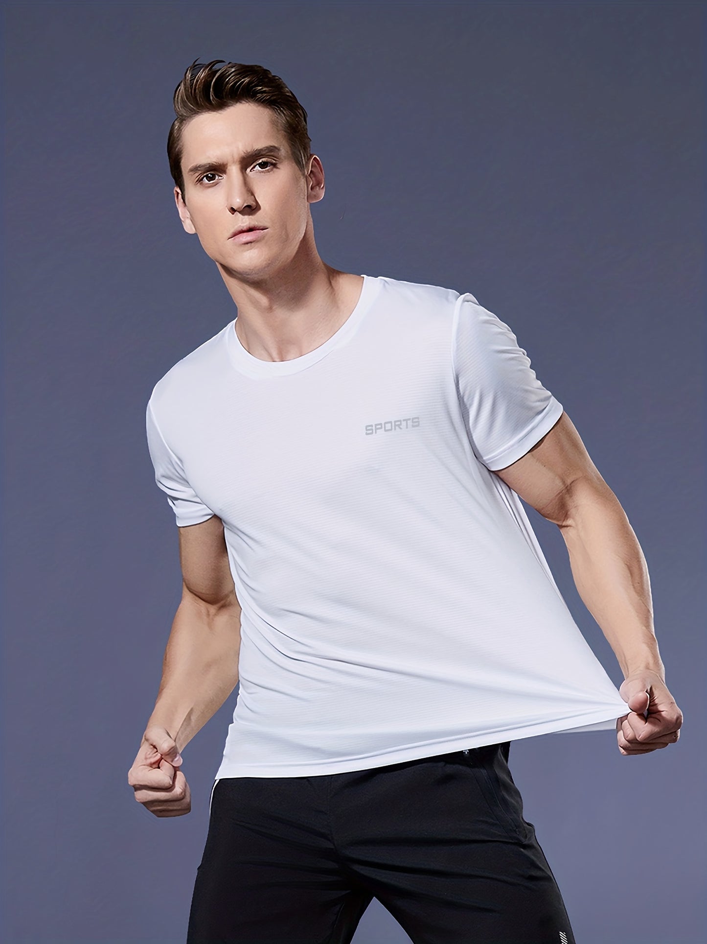 gbolsos Men's Solid Color Ultralight Quick Dry Sport T-Shirt, Breathable Lightweight Top For Fitness Training Workout Running Gym