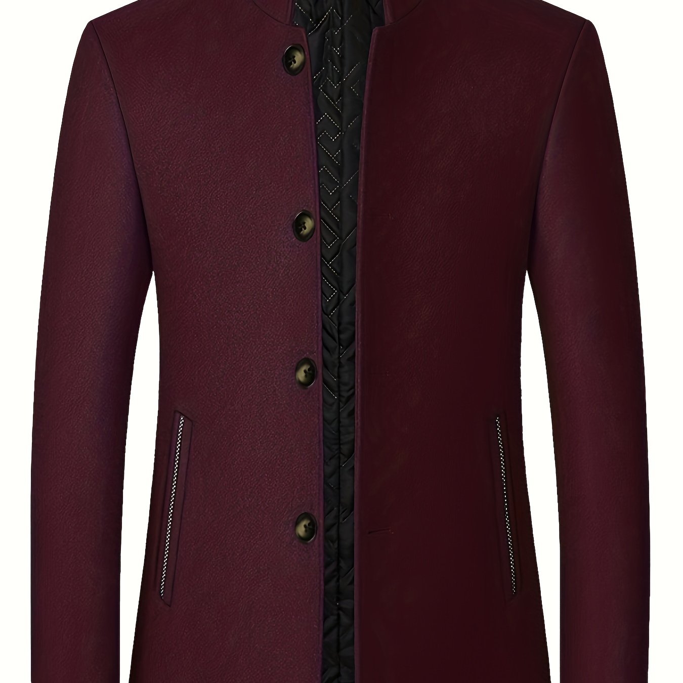 gbolsos Warm Wool Blend Jacket Coat, Men's Casual Stand Collar One Breasted Jacket For Fall Winter, Father's Gift