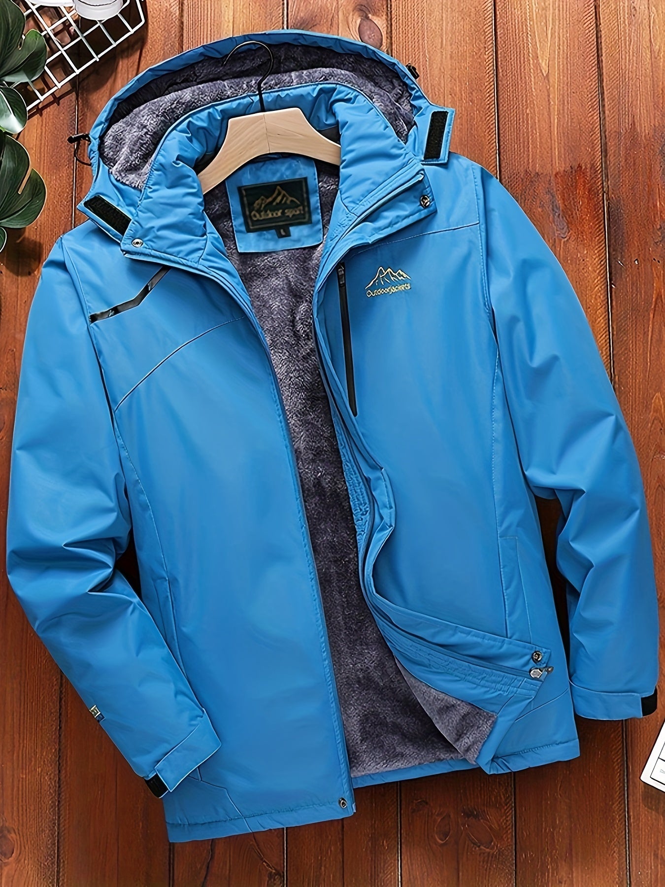 gbolsos Men's Fleece Zip Up Hooded Jacket, Casual Sports Trench Coat