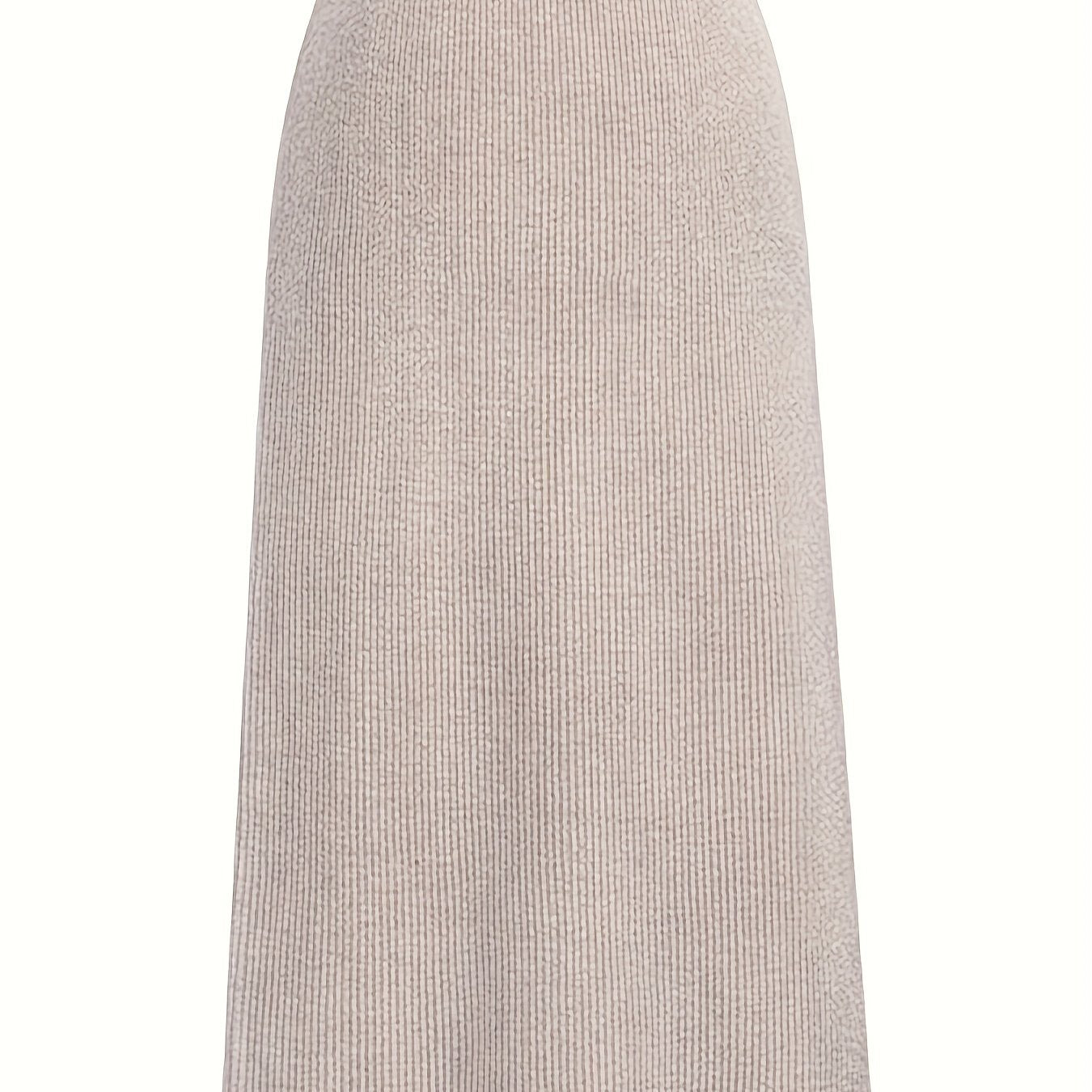 gbolsos Plus Size Elegant Knit Skirt, Women's Plus Solid Ribbed High Rise High Stretch Split Hem Midi Maxi Skirt