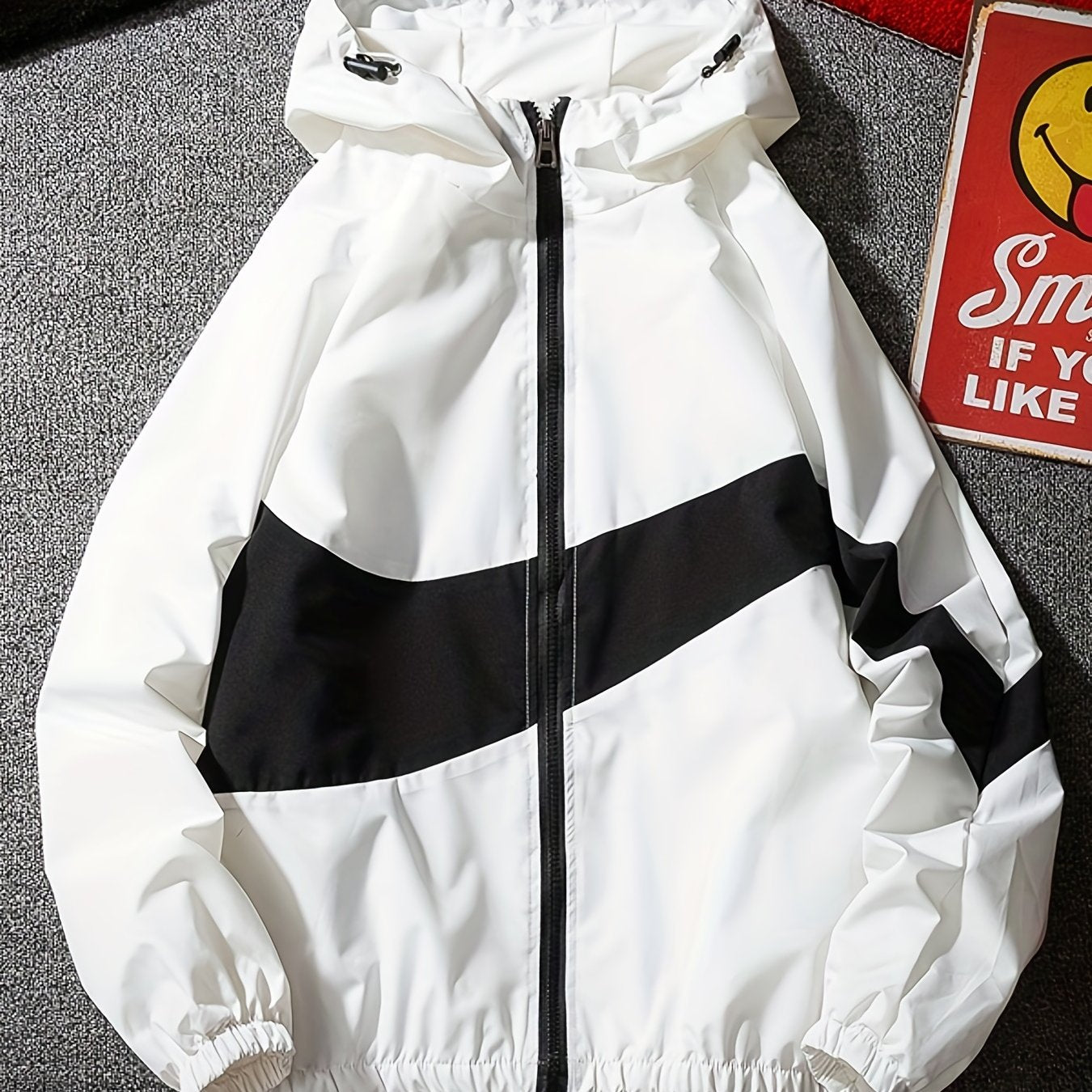 gbolsos Trendy Hooded Jacket, Men's Casual Full Zip Up Sports Jacket Coat College Hipster Windbreaker For Spring Autumn Men Teenager Student
