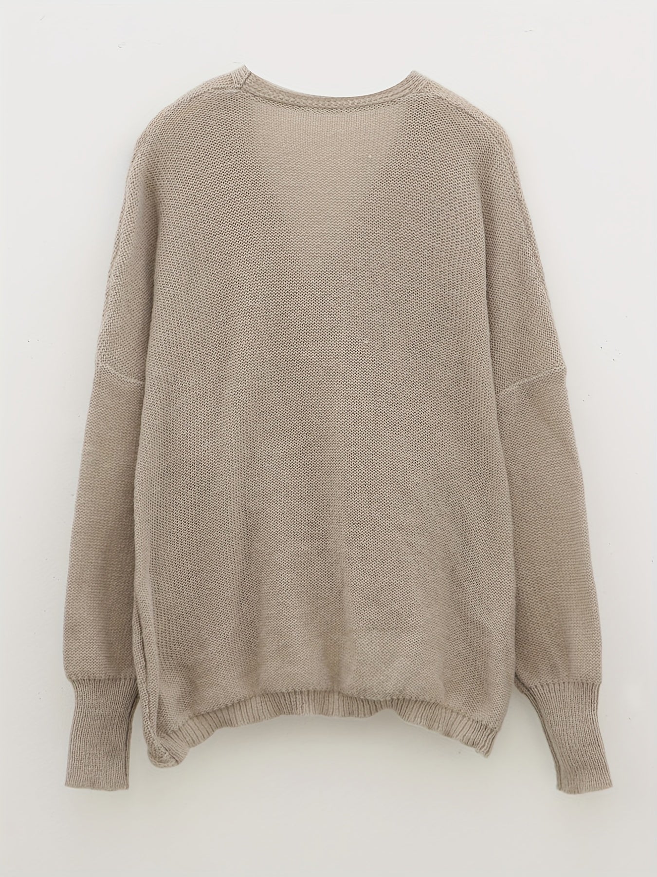 gbolsos Solid Surplice Neck Cross Front Sweater, Casual Long Sleeve Sweater For Spring & Fall, Women's Clothing