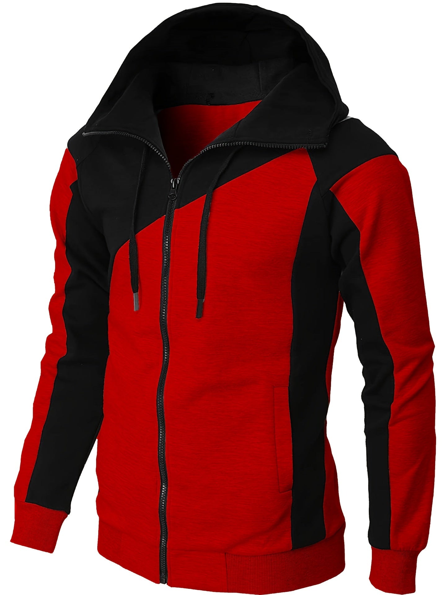 gbolsos Men's Casual Color Block Zip Up Jacket With Hood, Varsity Jackets