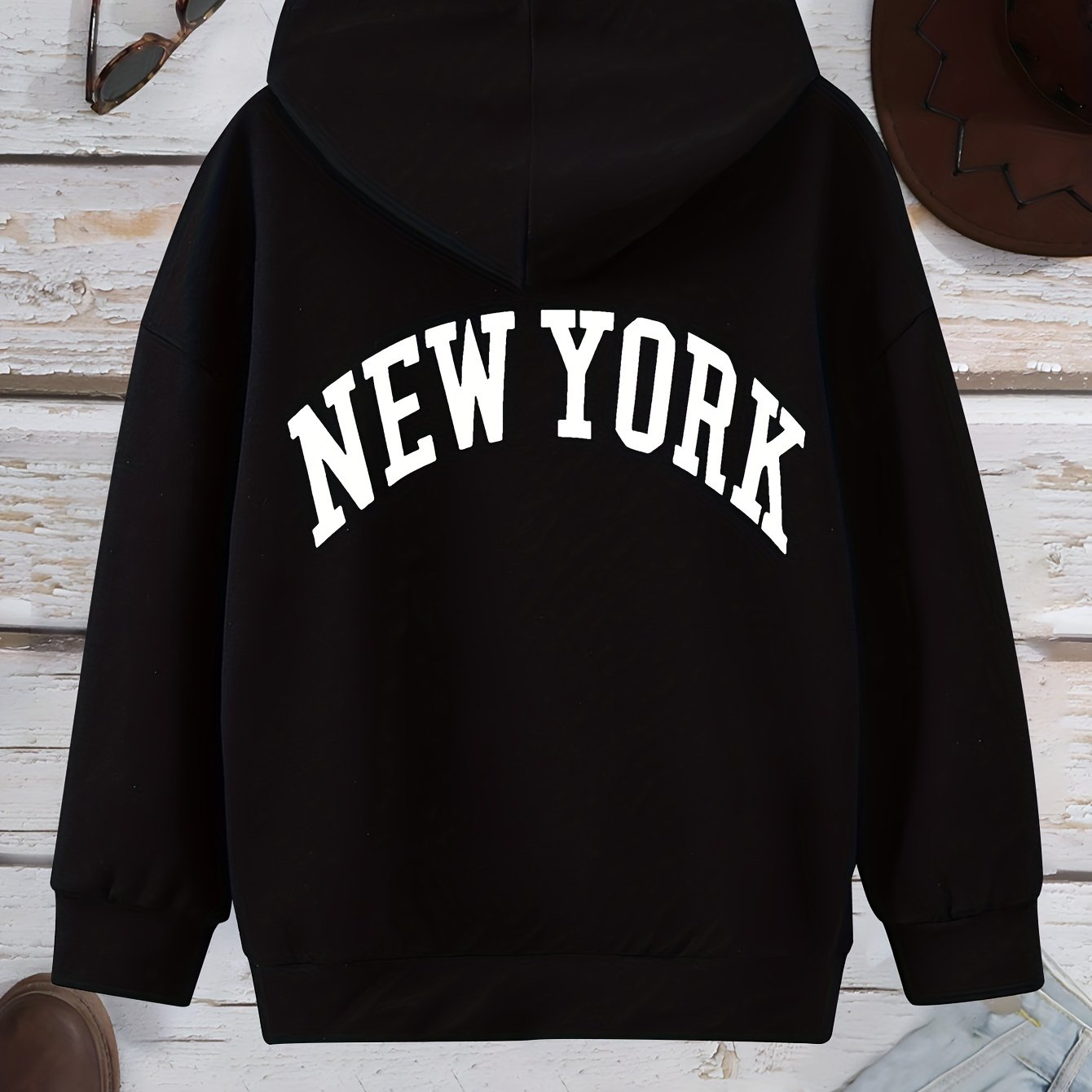 gbolsos NEW YORK Letter Print Boys Casual Pullover Long Sleeve Hoodies, Boys Sweatshirt For Spring Fall, Kids Hoodie Tops Outdoor