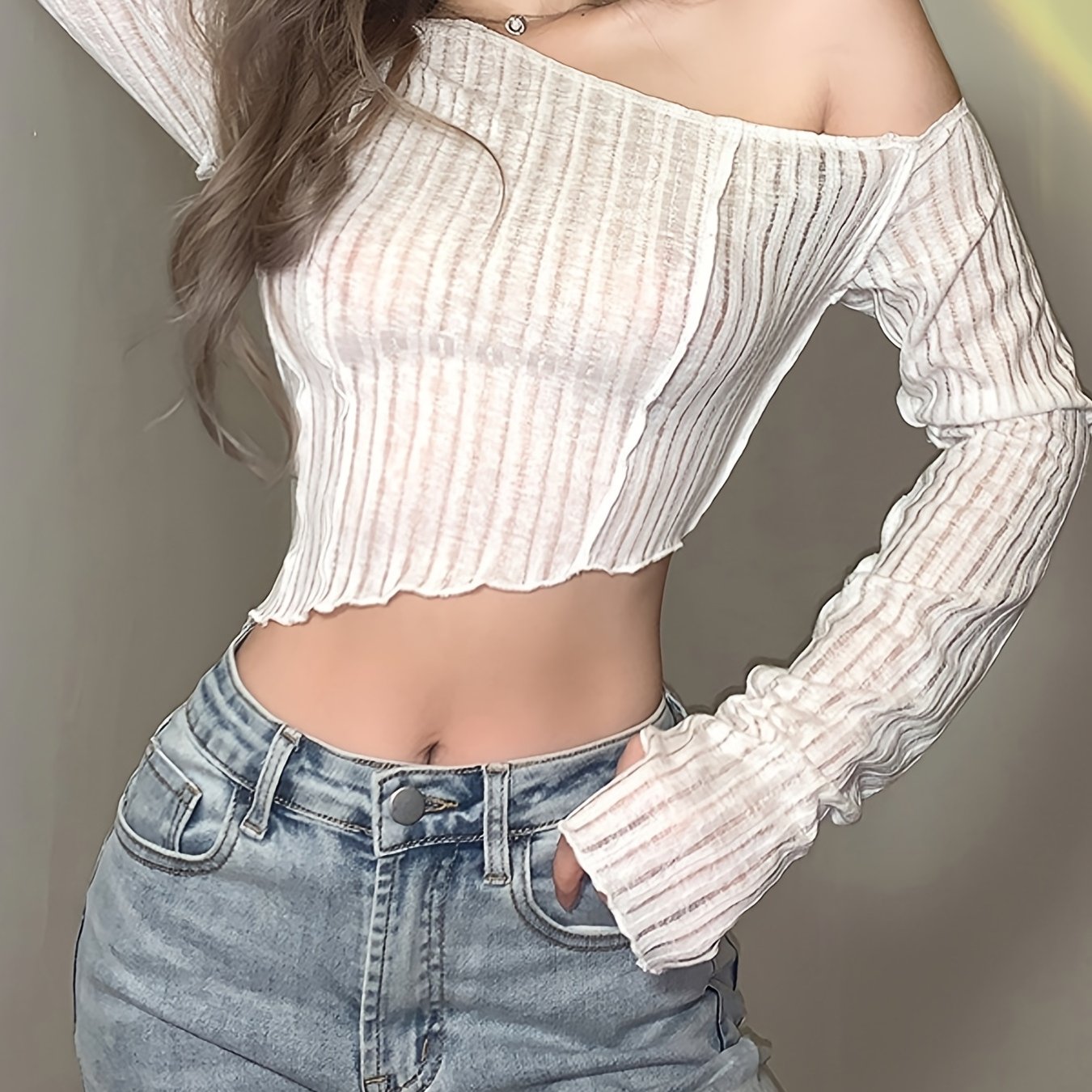 gbolsos Asymmetrical Slim T-shirt, Sexy Long Sleeve Ruched T-shirt, Women's Clothing