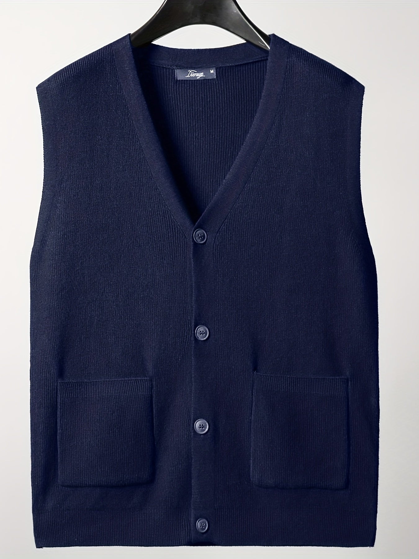 gbolsos Loose Fit High Stretch Cardigan Vest, Men's Casual Vintage Style V Neck Button Up Cardigan Vest For Fall Winter