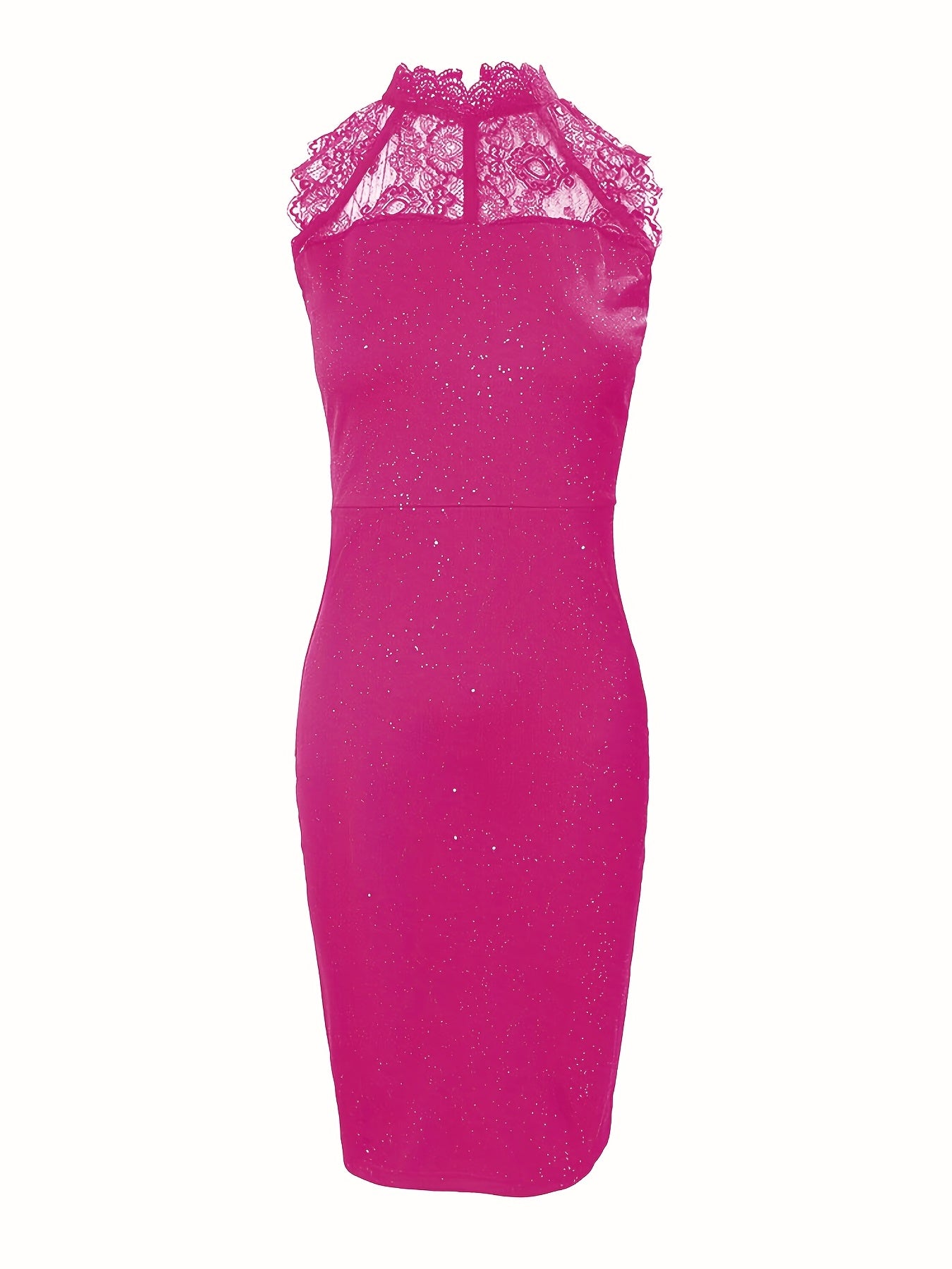 gbolsos Lace Stitching Sheath Dress, Sleeveless Party Cocktail Casual Dress For Summer & Spring, Women's Clothing