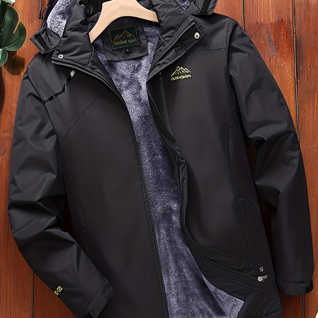 gbolsos Men's Fleece Zip Up Hooded Jacket, Casual Sports Trench Coat