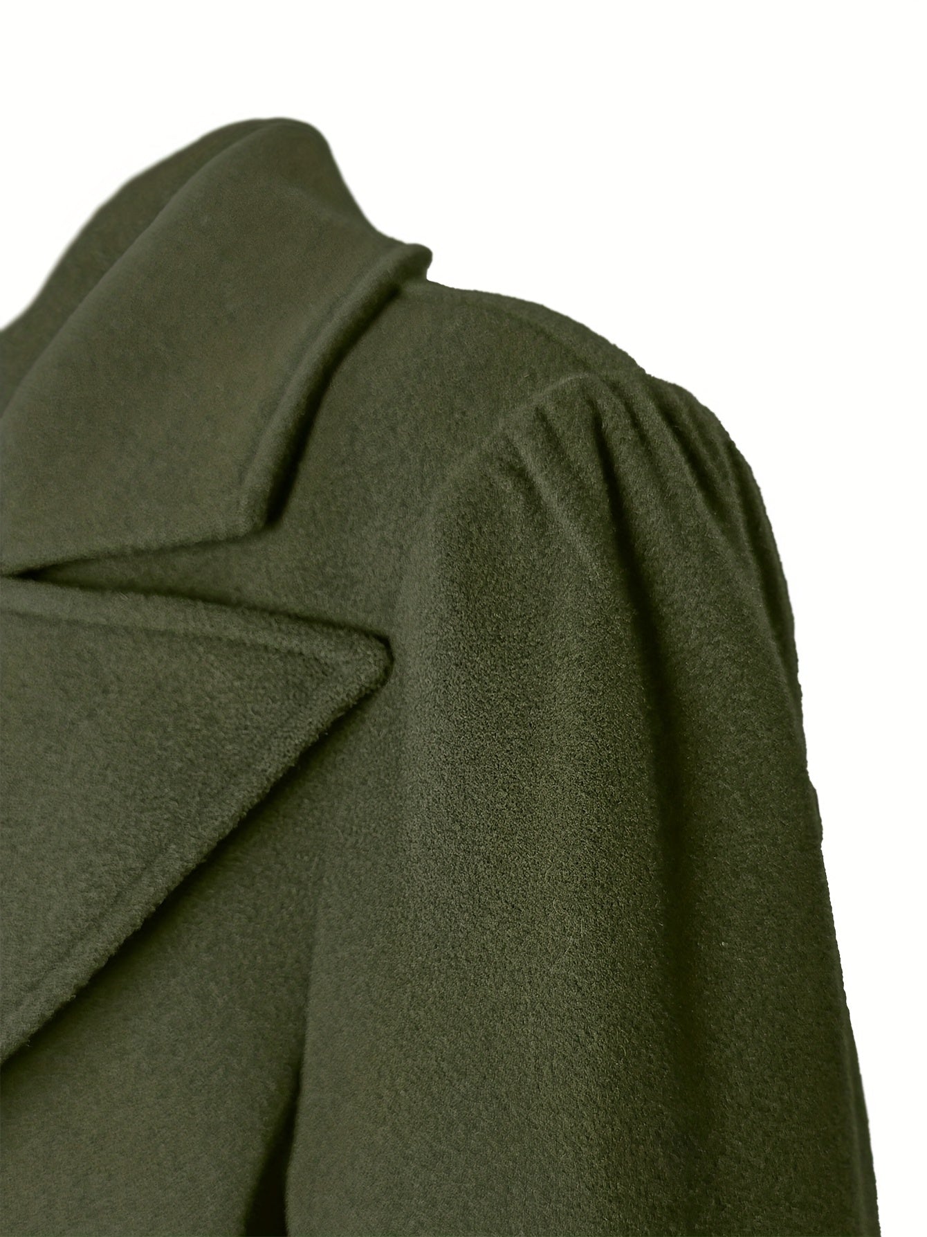 Tie Waist Lapel Coat, Solid Long Sleeve Casual Outwear For Winter & Fall, Women's Clothing