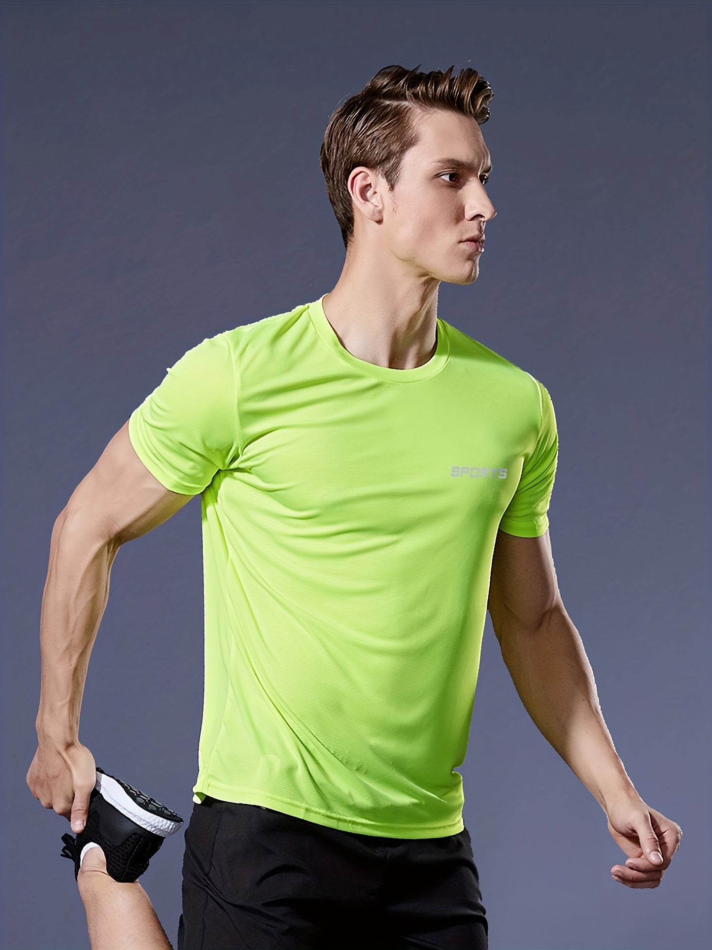 gbolsos Men's Solid Color Ultralight Quick Dry Sport T-Shirt, Breathable Lightweight Top For Fitness Training Workout Running Gym