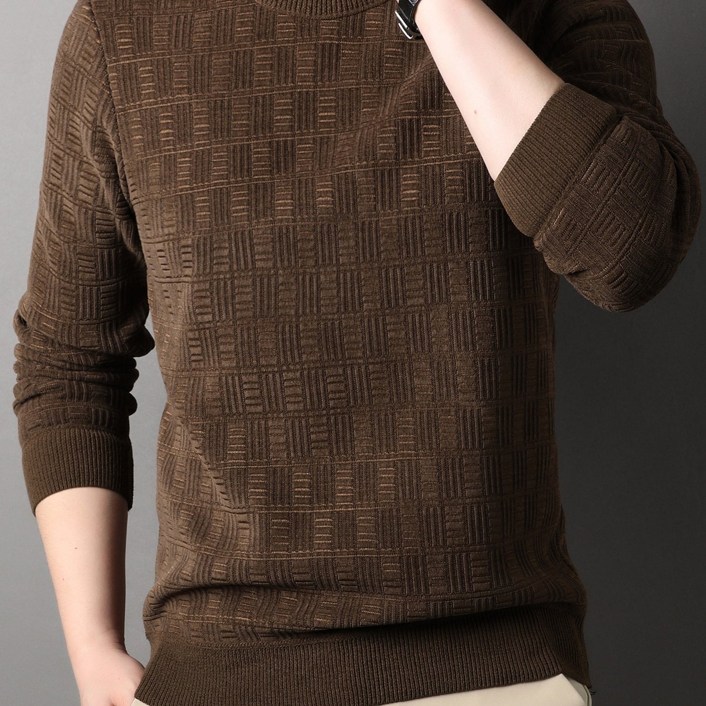 gbolsos Winter New Men's Casual Sweater Round Neck Plus Thick Base Warm Sweater Best Sellers