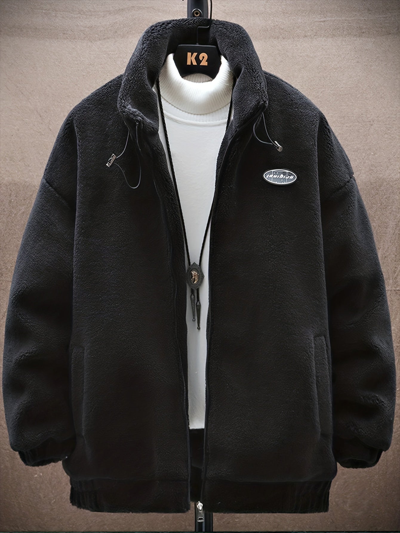 gbolsos Men's Fleece Stand Collar Jacket, Active Zip Up Coat For Fall Winter Outdoor