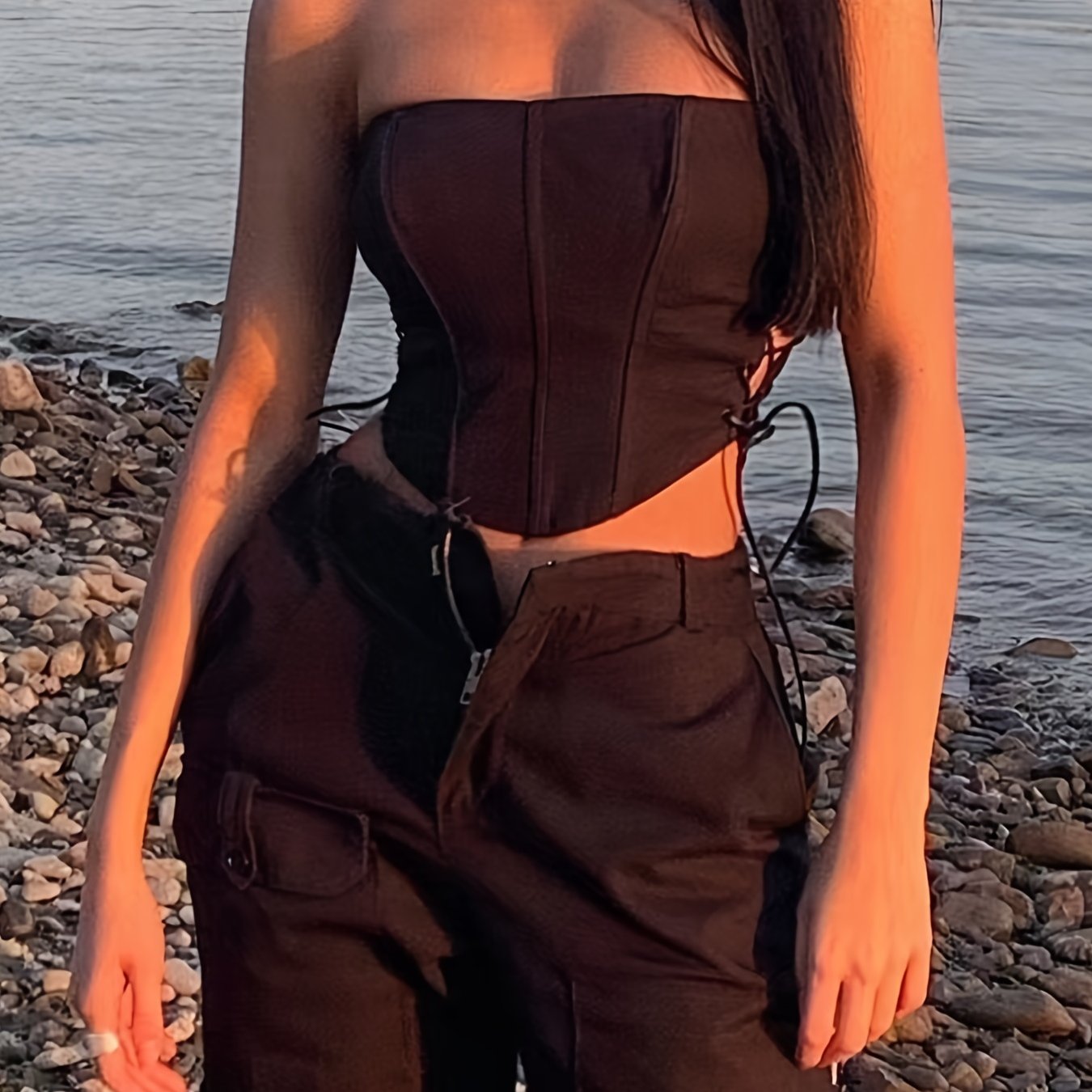 Solid Cut Out Sexy Tanks & Camis Corset Tops, Off Shoulder Camisole Backless Sexy Small Sling Tank Tops, Women's Clothing