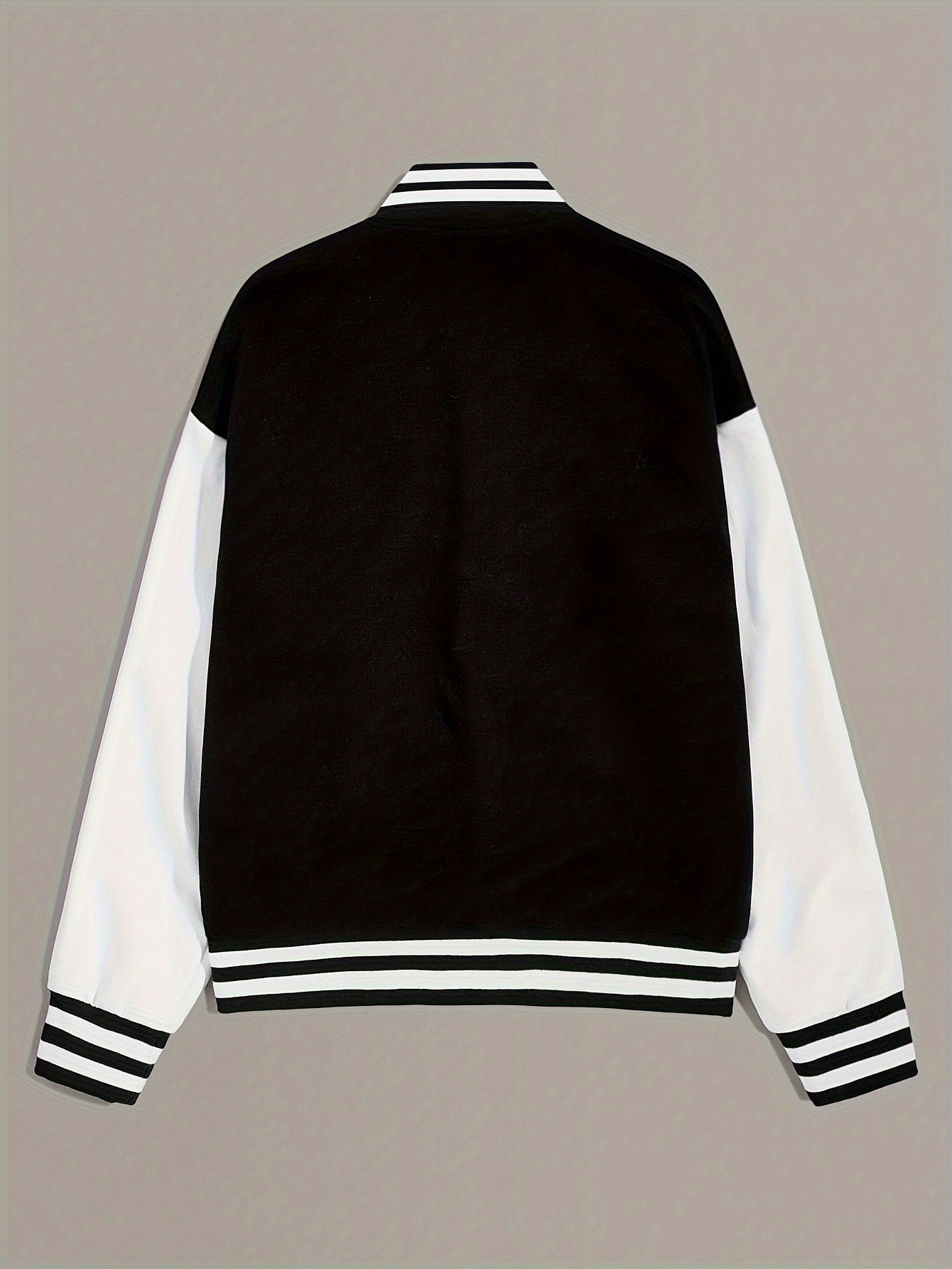 gbolsos Color Block Letter Print Bomber Jacket, Casual Crop Button Front Pockets Jacket, Women's Clothing