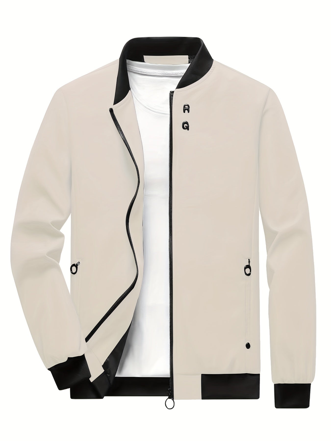 gbolsos Classic Design Windbreaker Jacket, Men's Casual Stand Collar Zip Up Jacket Coat For Spring Fall Outdoor Hiking Camping Cycling