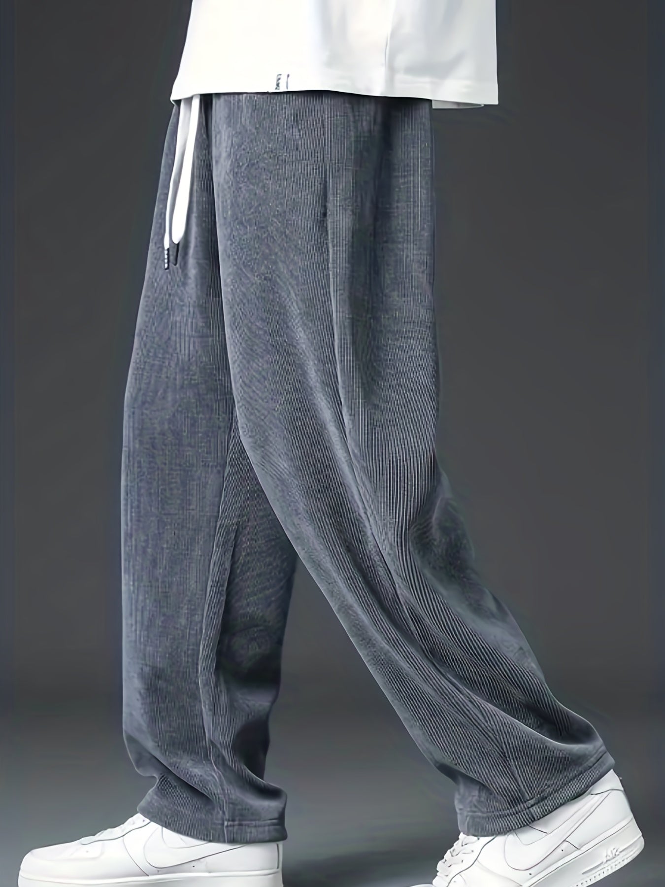 gbolsos Men's Corduroy Comfy Straight Leg Pants, Casual Loose Fit Mopping Trousers For Fall Winter