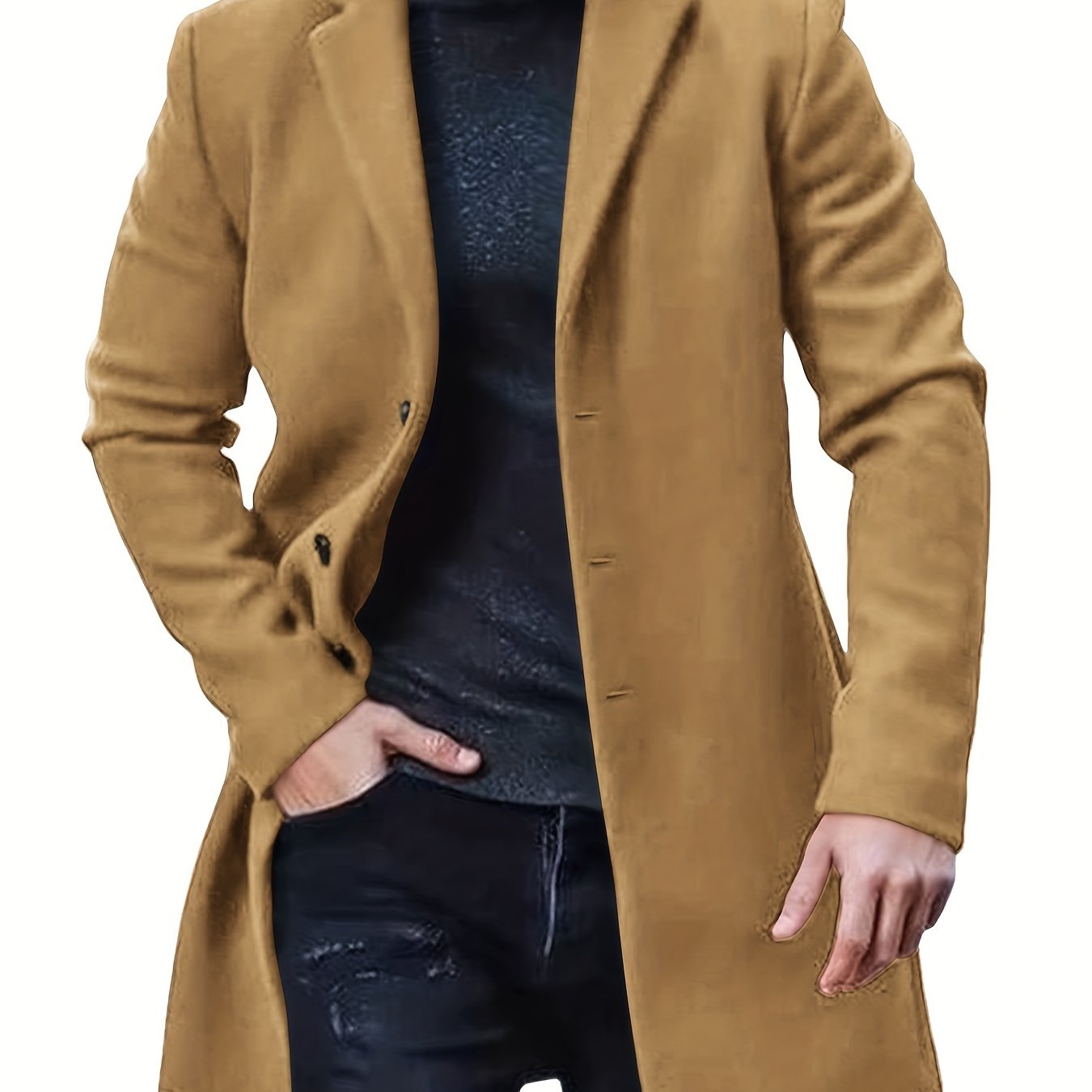 gbolsos Men's Retro Trench Coat, Semi-formal Warm Single Breasted Overcoat For Fall Winter Business