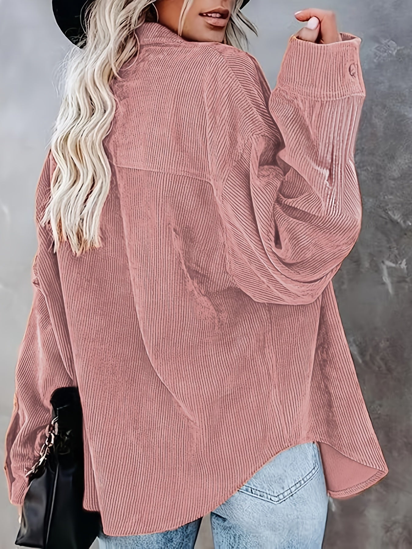 gbolsos Button Front Solid Shirt, Vintage Long Sleeve Collar Shirt, Women's Clothing