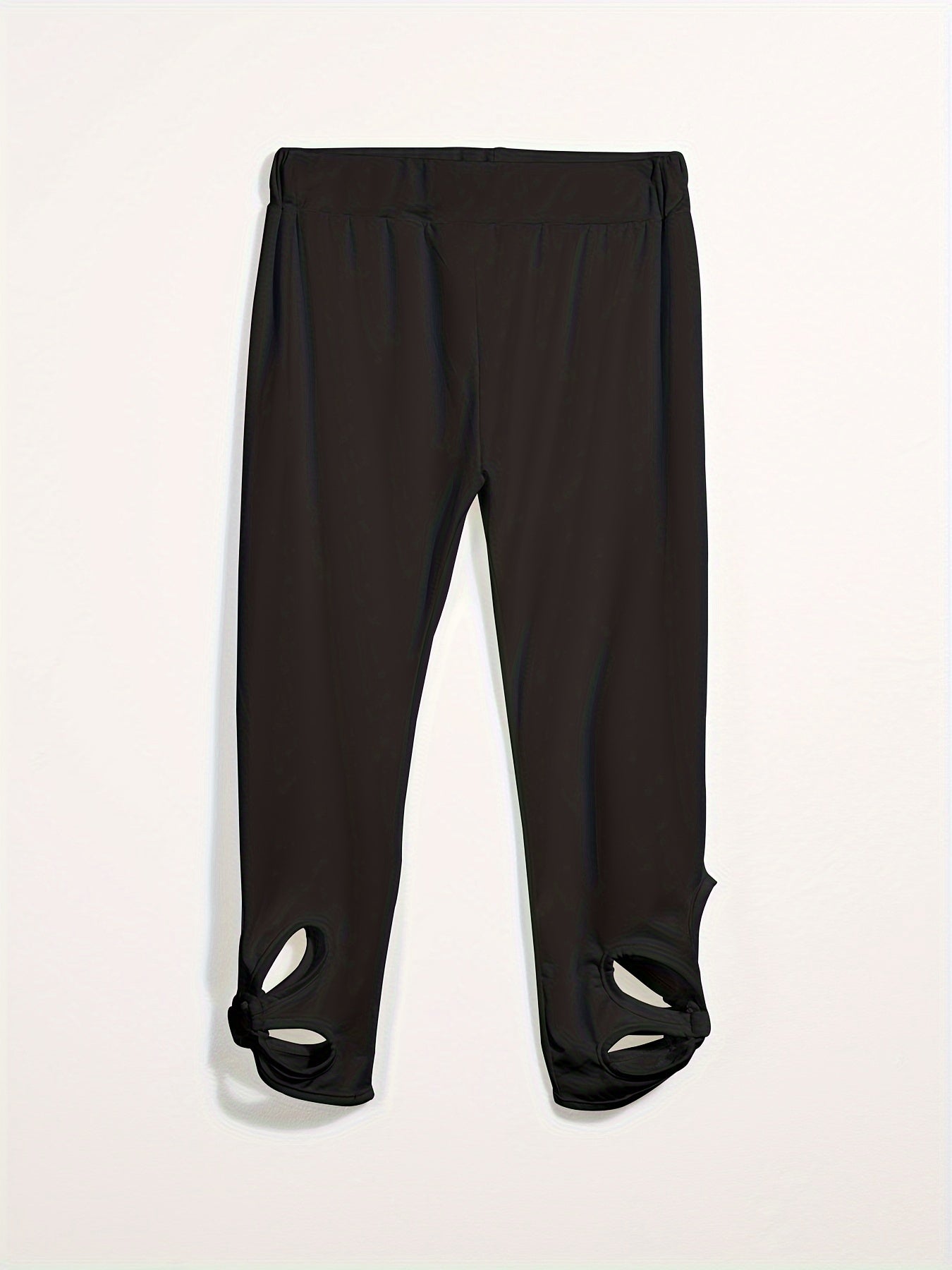 gbolsosSolid Cut Out Leggings, Casual Sporty High Waist Leggings, Women's Clothing
