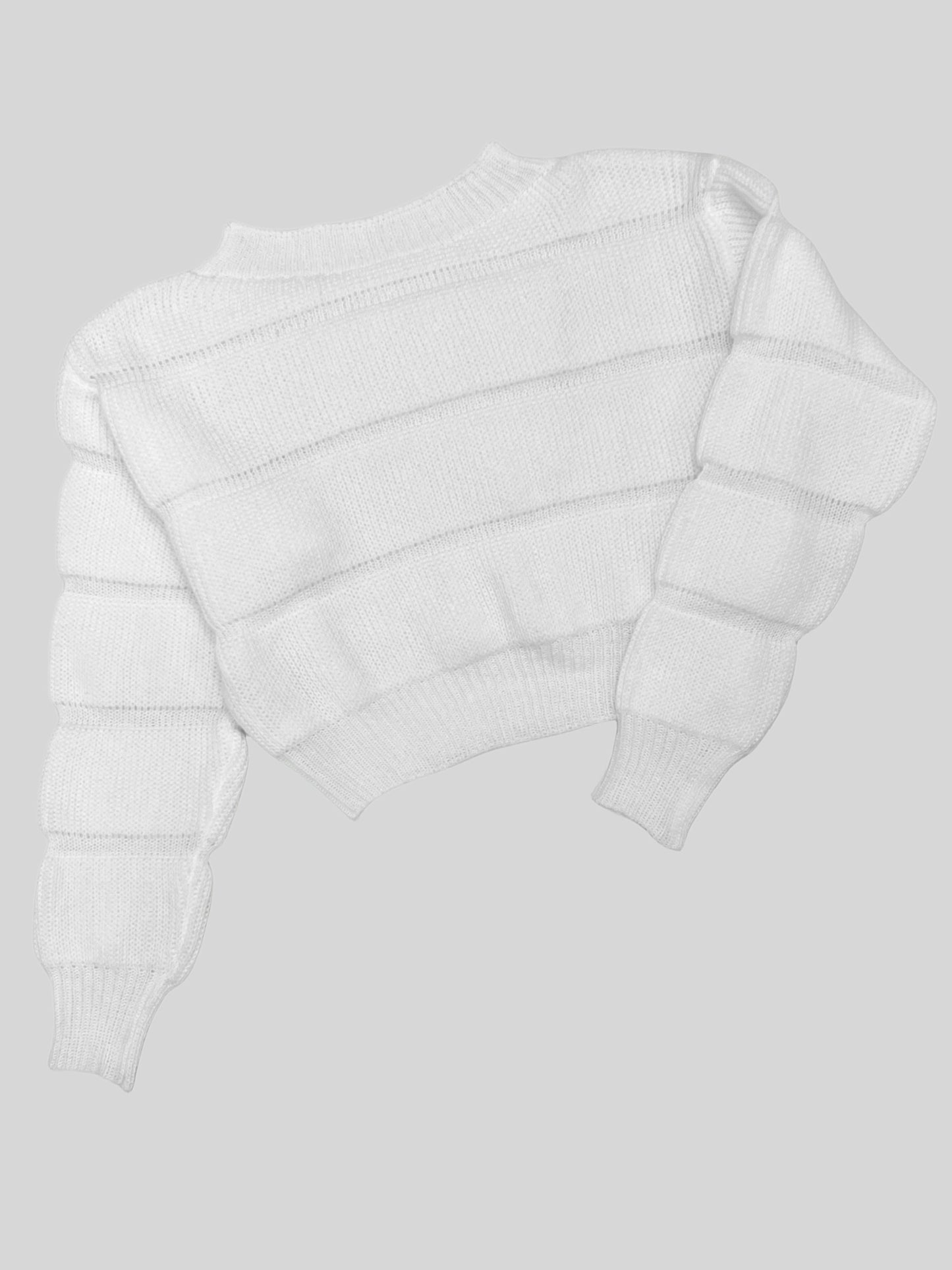 gbolsos Solid Eyelet Crew Neck Sweater, Casual Long Sleeve Sweater For Spring & Fall, Women's Clothing