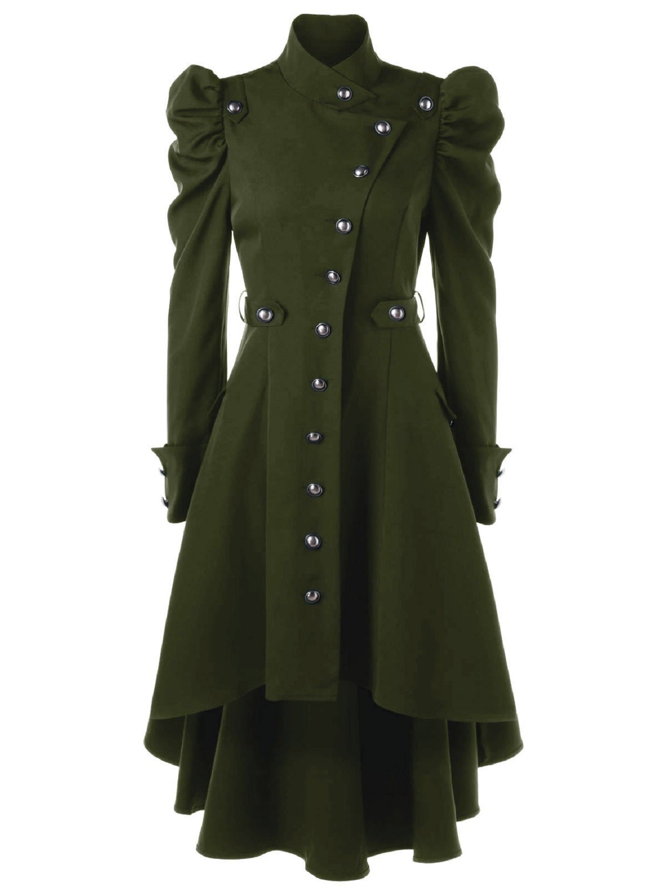 gbolsos Solid Double Breasted Pea Coat, Belted Buckle Spring Mid-Long Lapel Outerwear, Women's Clothing