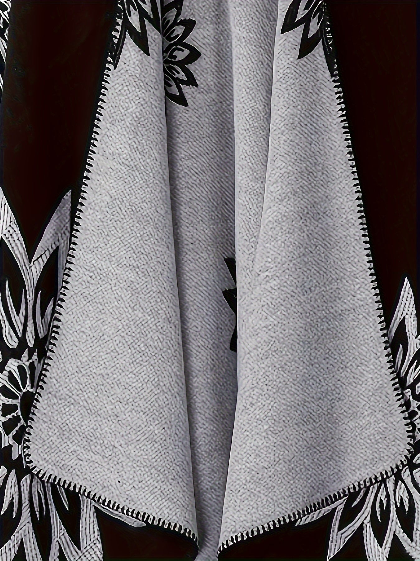 Plus Size Elegant Coat, Women's Plus Mandala Print Double-sided Open Front Waterfall Collar Batwing Sleeve Shawl Cape Coat