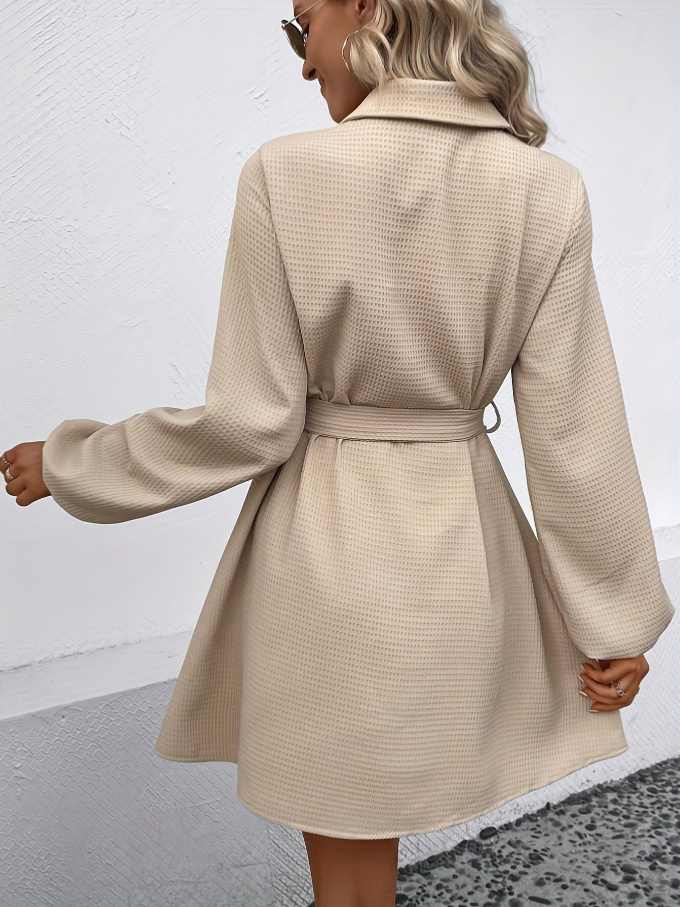 gbolsos Simple Button Front Shirt Dress, Casual Solid Long Sleeve Dress, Women's Clothing