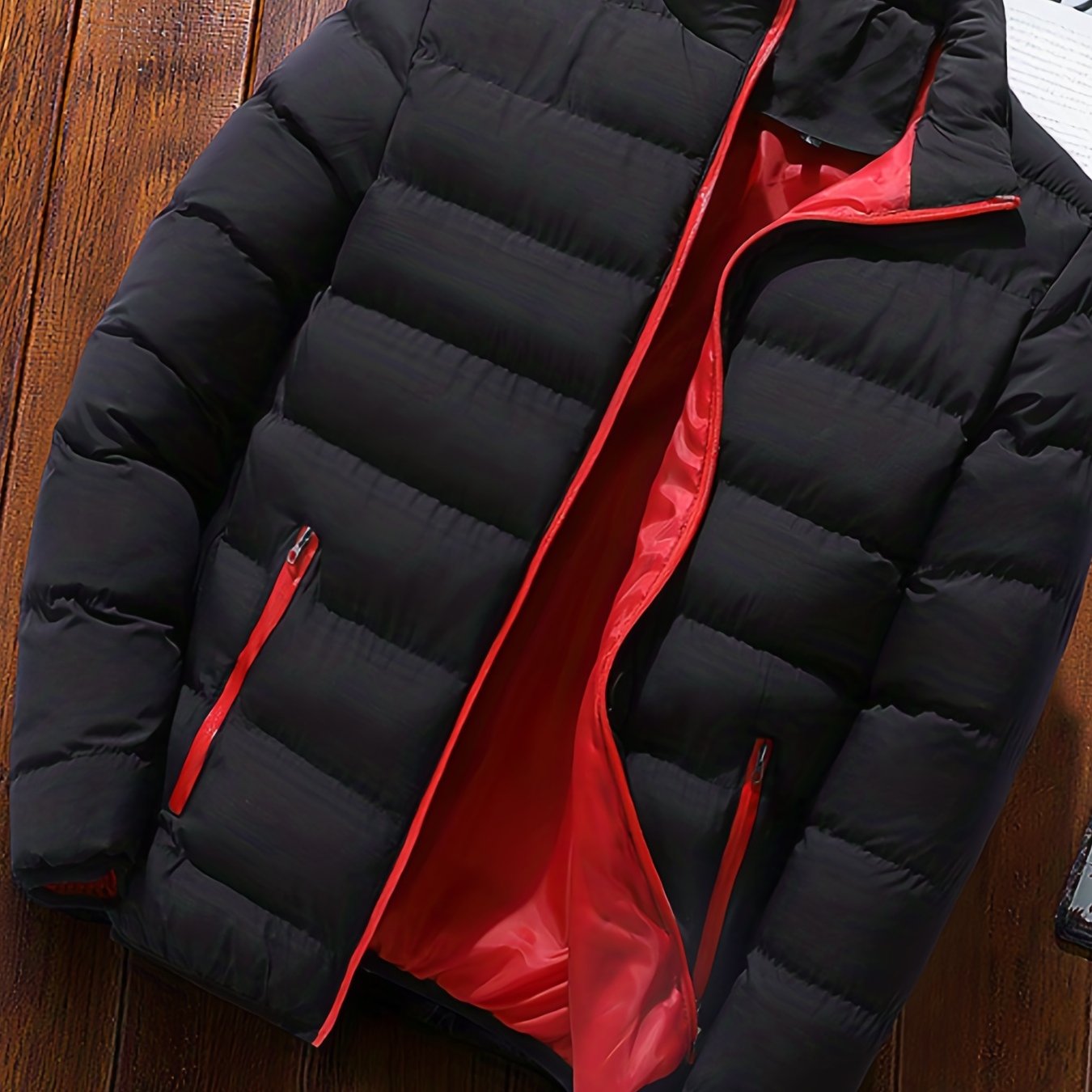 gbolsos Winter Men's Casual Slim Fit Stand Collar Zipper-Up Padded Jacket