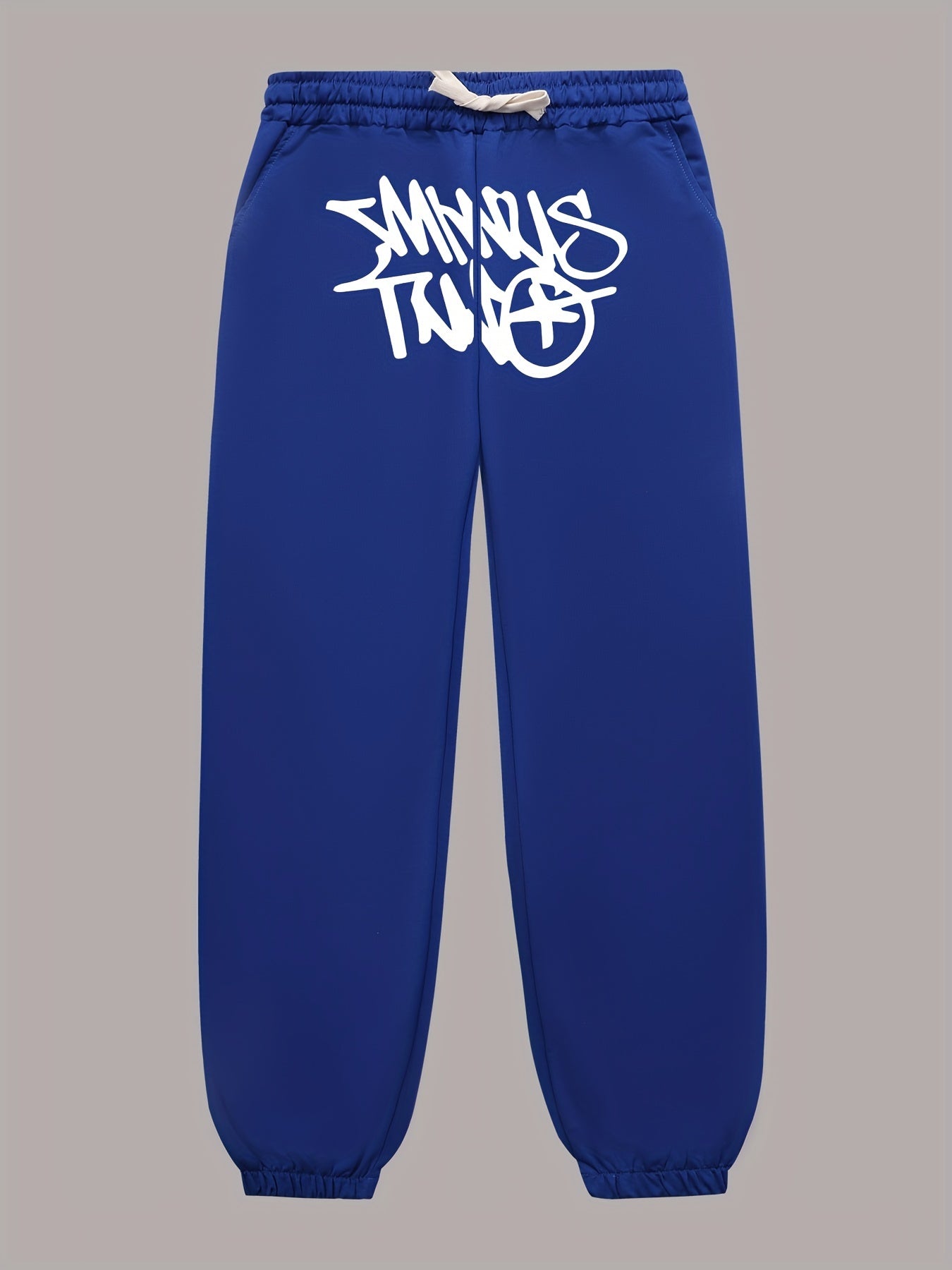 gbolsos Letter Print Drawstring Sweatpants Loose Fit Pants Men's Casual Slightly Stretch Joggers For Men Spring Autumn Running Jogging