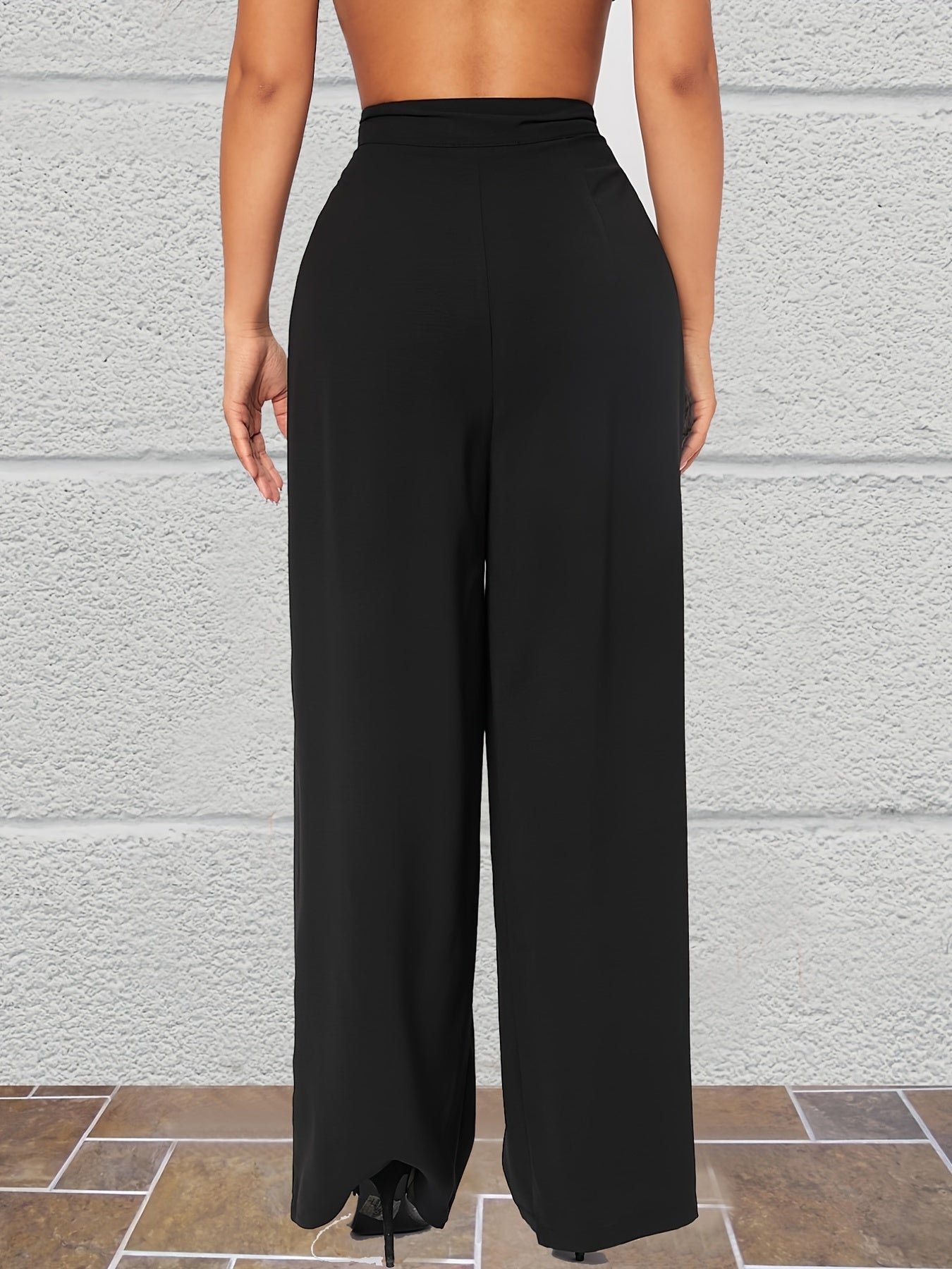 gbolsos Button Front Wide Leg Pants, Casual Loose Pants For Spring & Summer, Women's Clothing