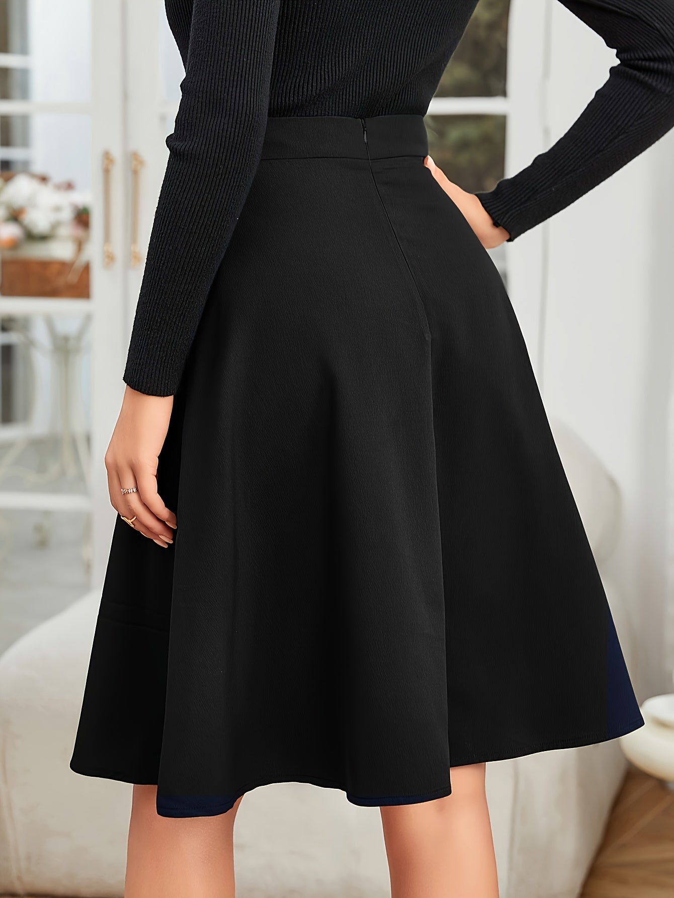 gbolsos Button Front High Waist Skirt, Casual Knee Length Skirt For Spring & Summer, Women's Clothing