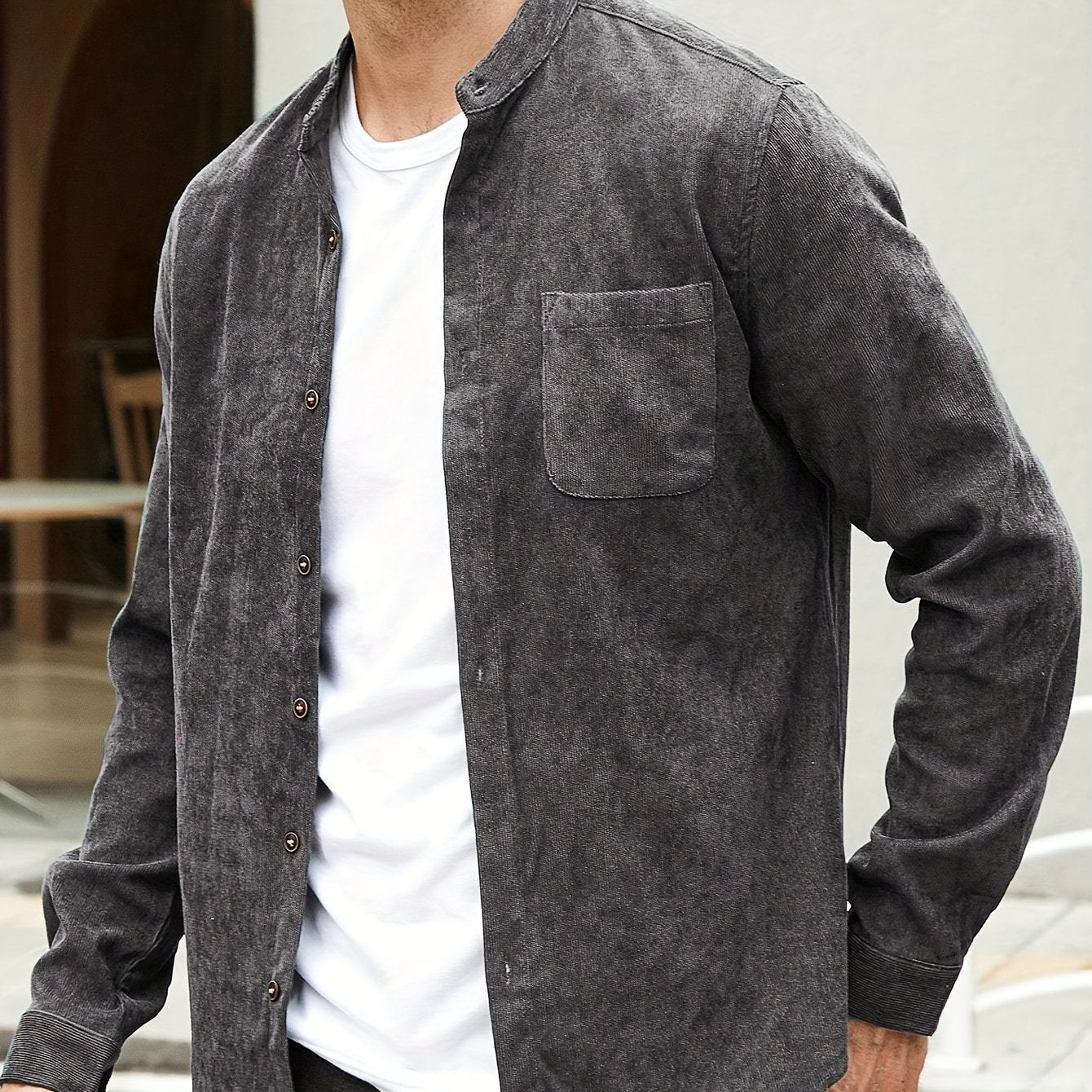 gbolsos Men's Casual Button Up Long Sleeve Shirt With Chest Pocket, Men's Clothes For Spring Summer Autumn, Tops For Men