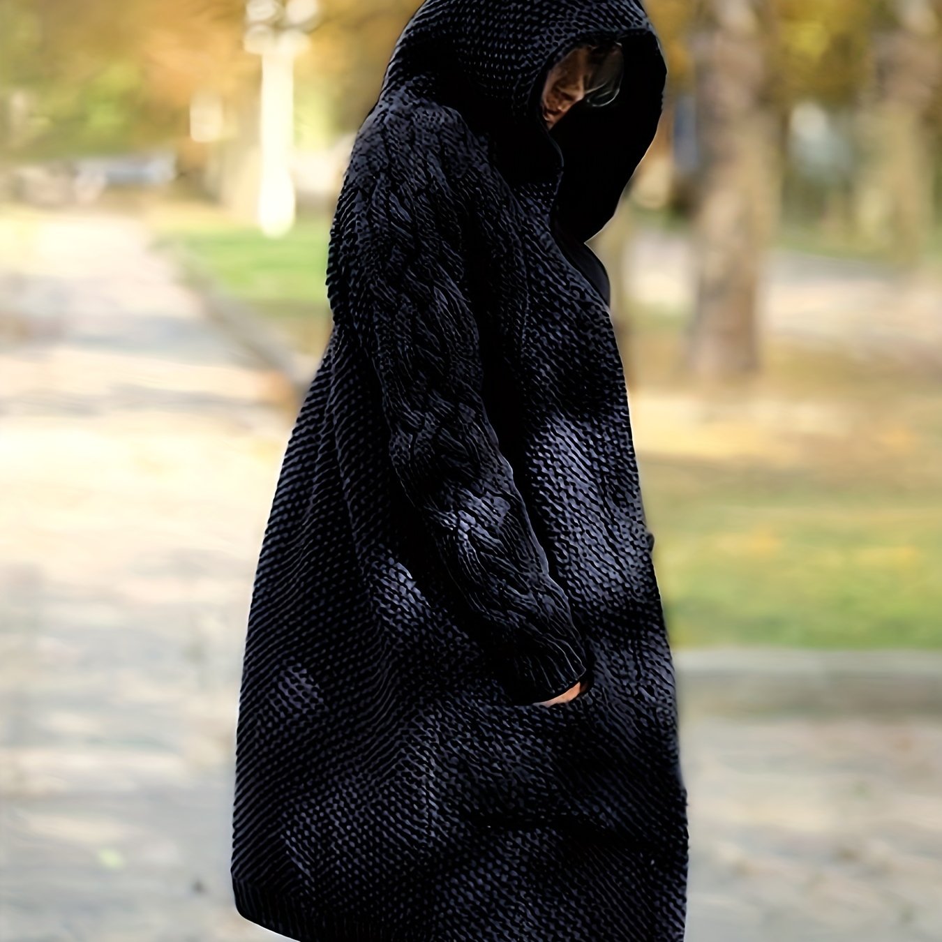 Solid Button Front Hooded Cardigan, Casual Long Sleeve Sweater For Fall & Winter, Women's Clothing