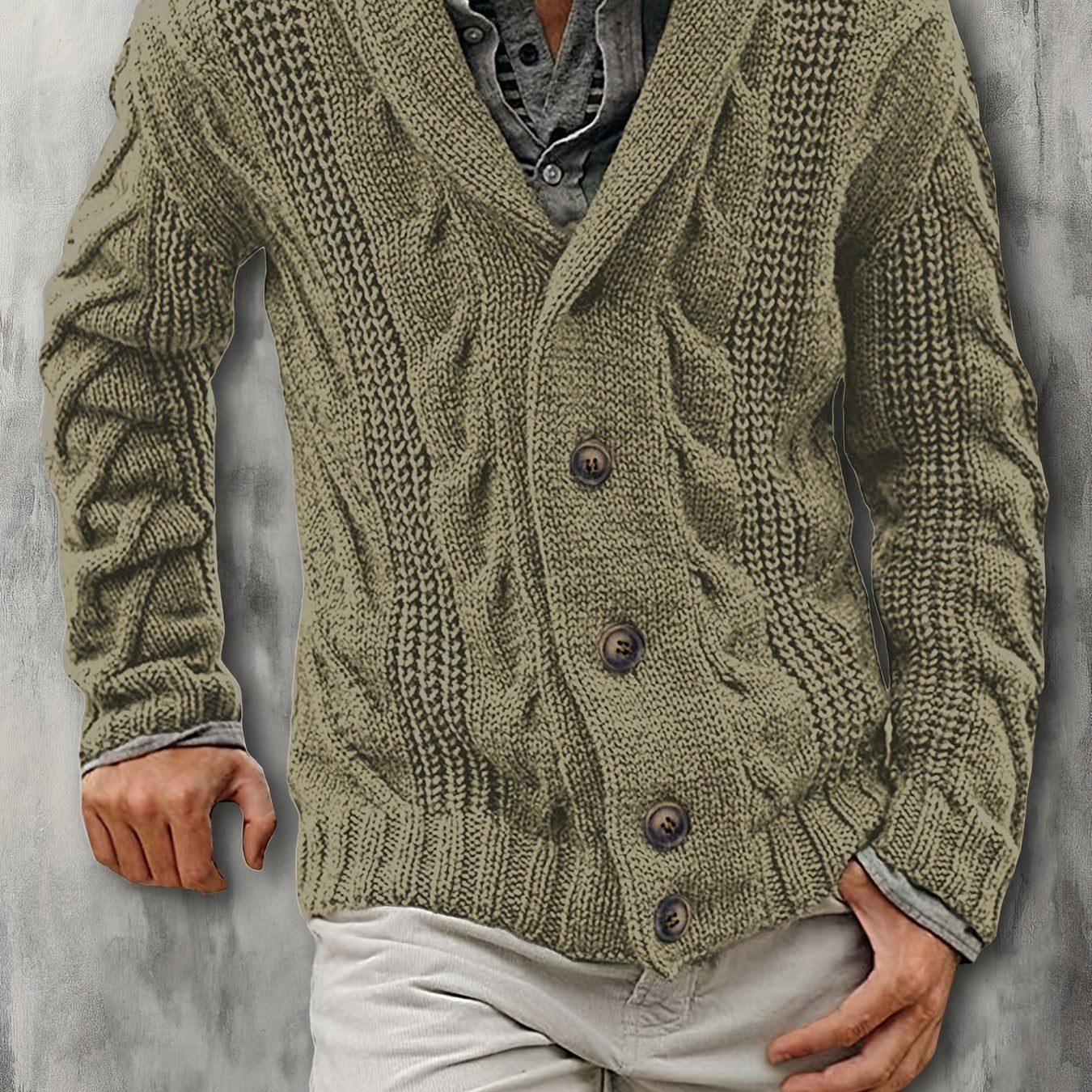 PLUS SIZE Men's Solid Casual Autumn/Winter Loose Top Knit Sweater Pullover Men's Clothing