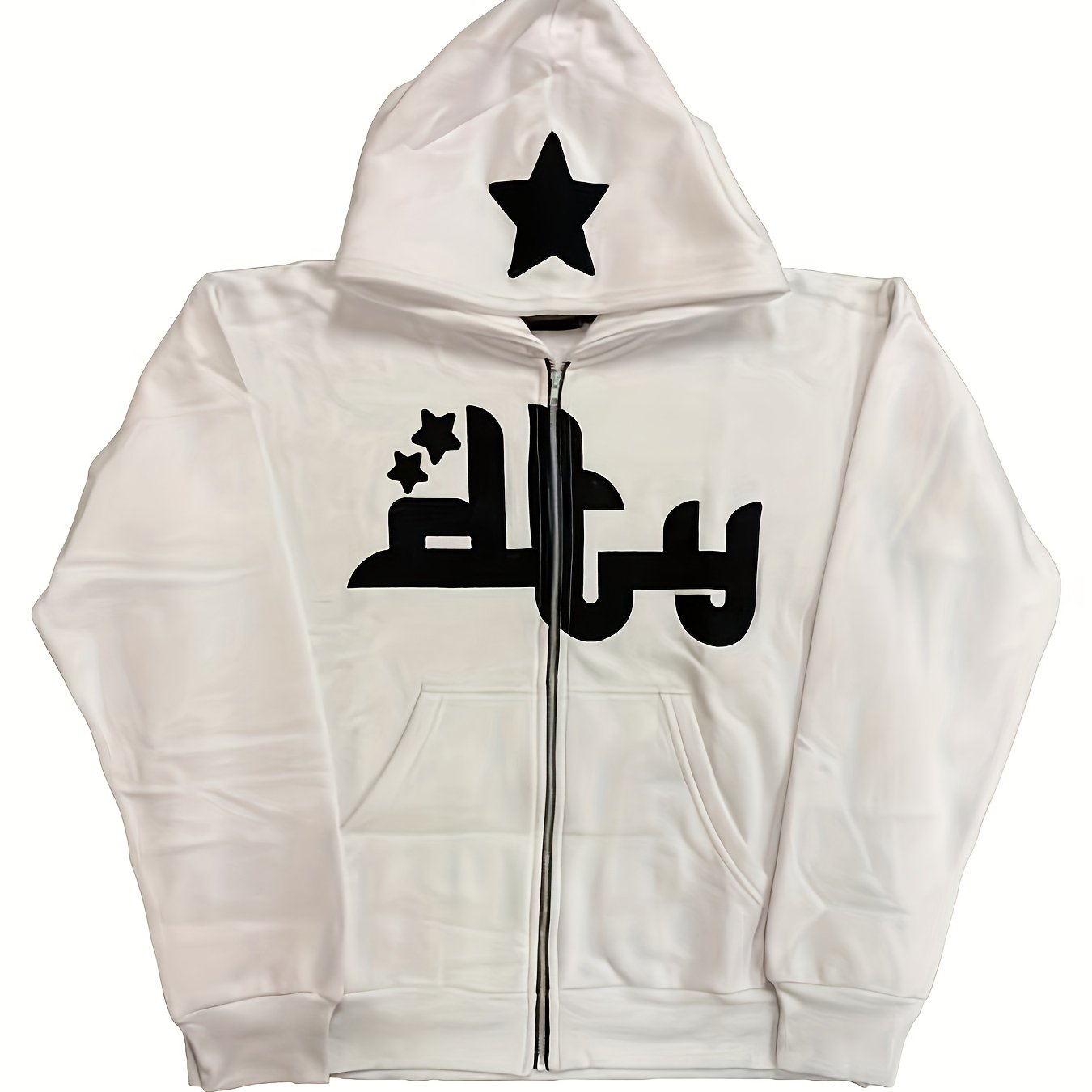 gbolsos Printed Zip Up Hoodies, Casual Long Sleeve Hip Hop Open Front Sweatshirt, Women's Clothing