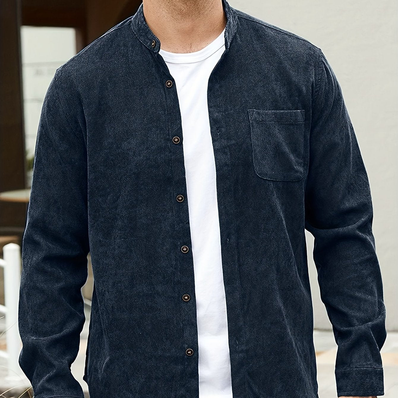 gbolsos Men's Casual Button Up Long Sleeve Shirt With Chest Pocket, Men's Clothes For Spring Summer Autumn, Tops For Men
