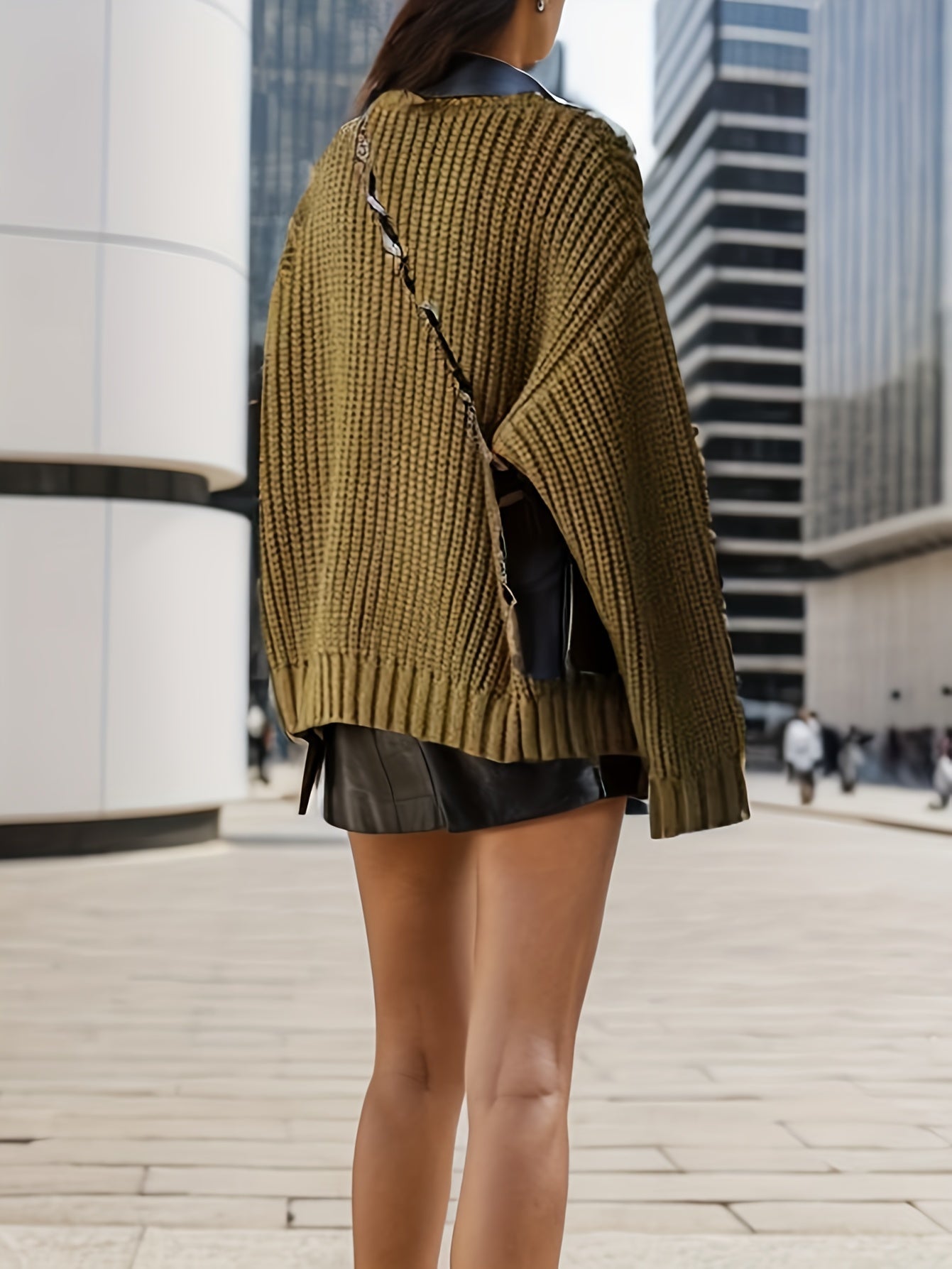 gbolsos Solid Knitted Button Front Cardigan, Casual Long Sleeve Cardigan, Women's Clothing