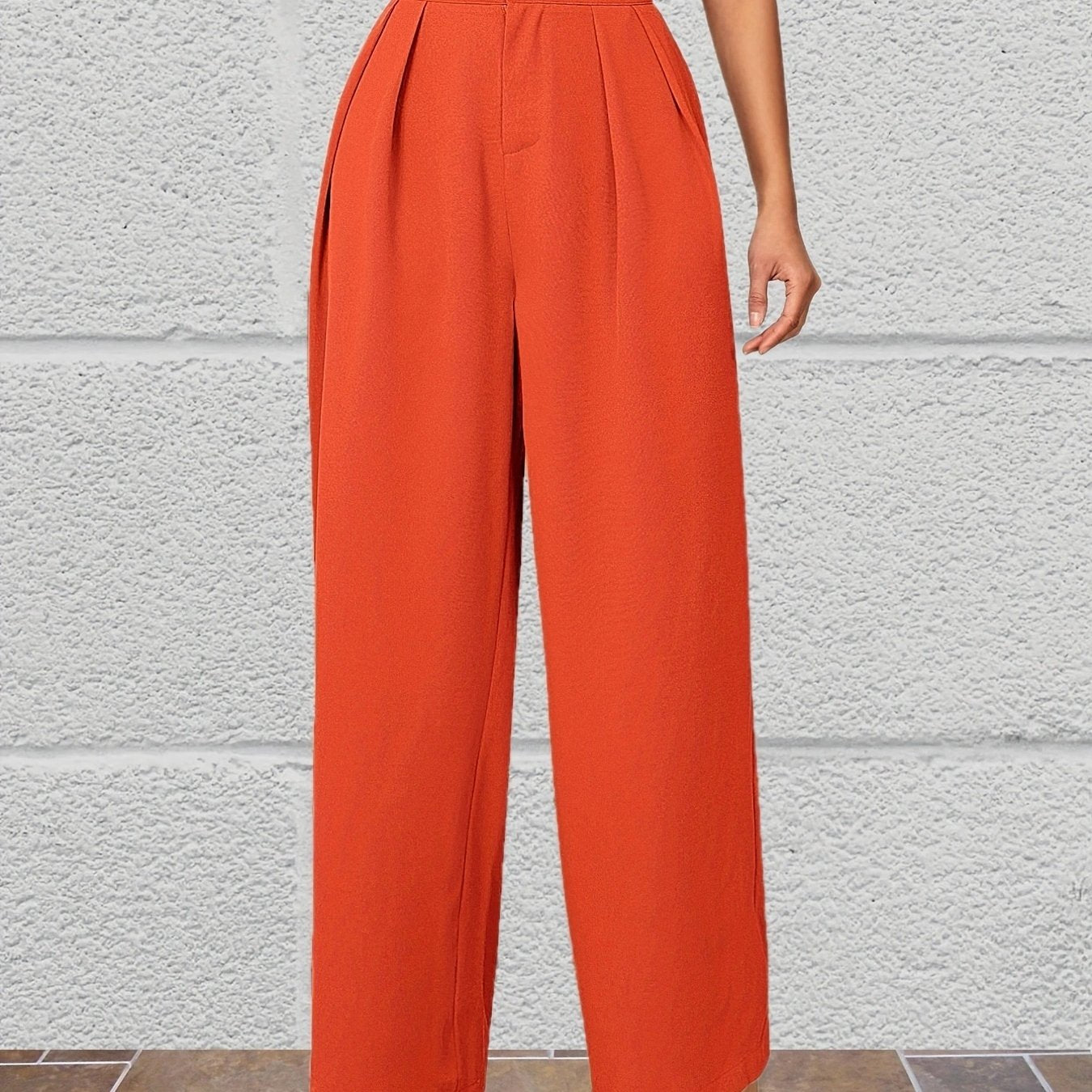 gbolsos Button Front Wide Leg Pants, Casual Loose Pants For Spring & Summer, Women's Clothing