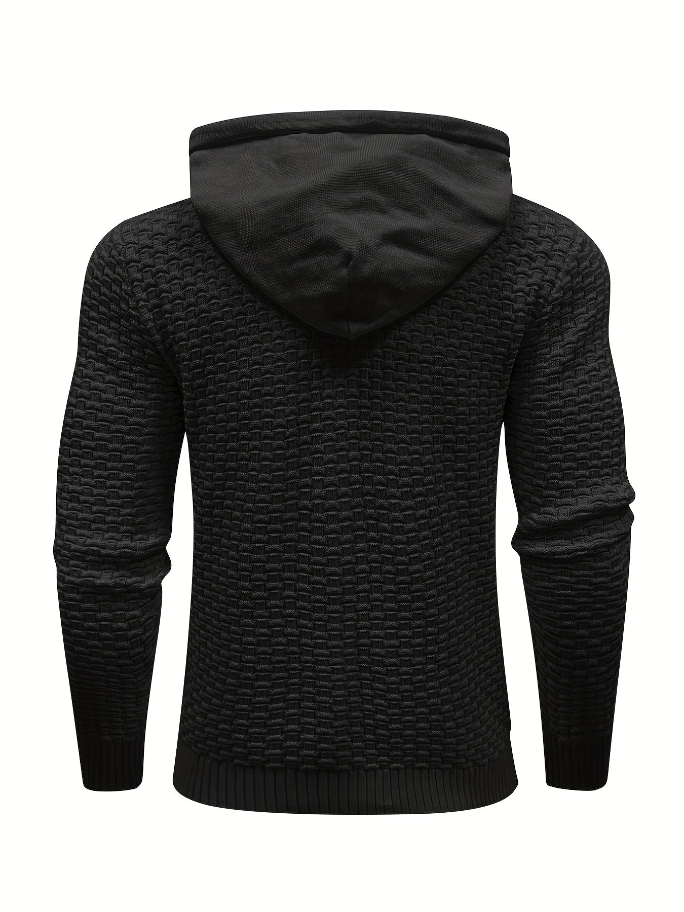 gbolsos Men's Solid Slim Fit Hooded Sweater For Spring & Autumn, Knit Pullover Sweater, Plus Size