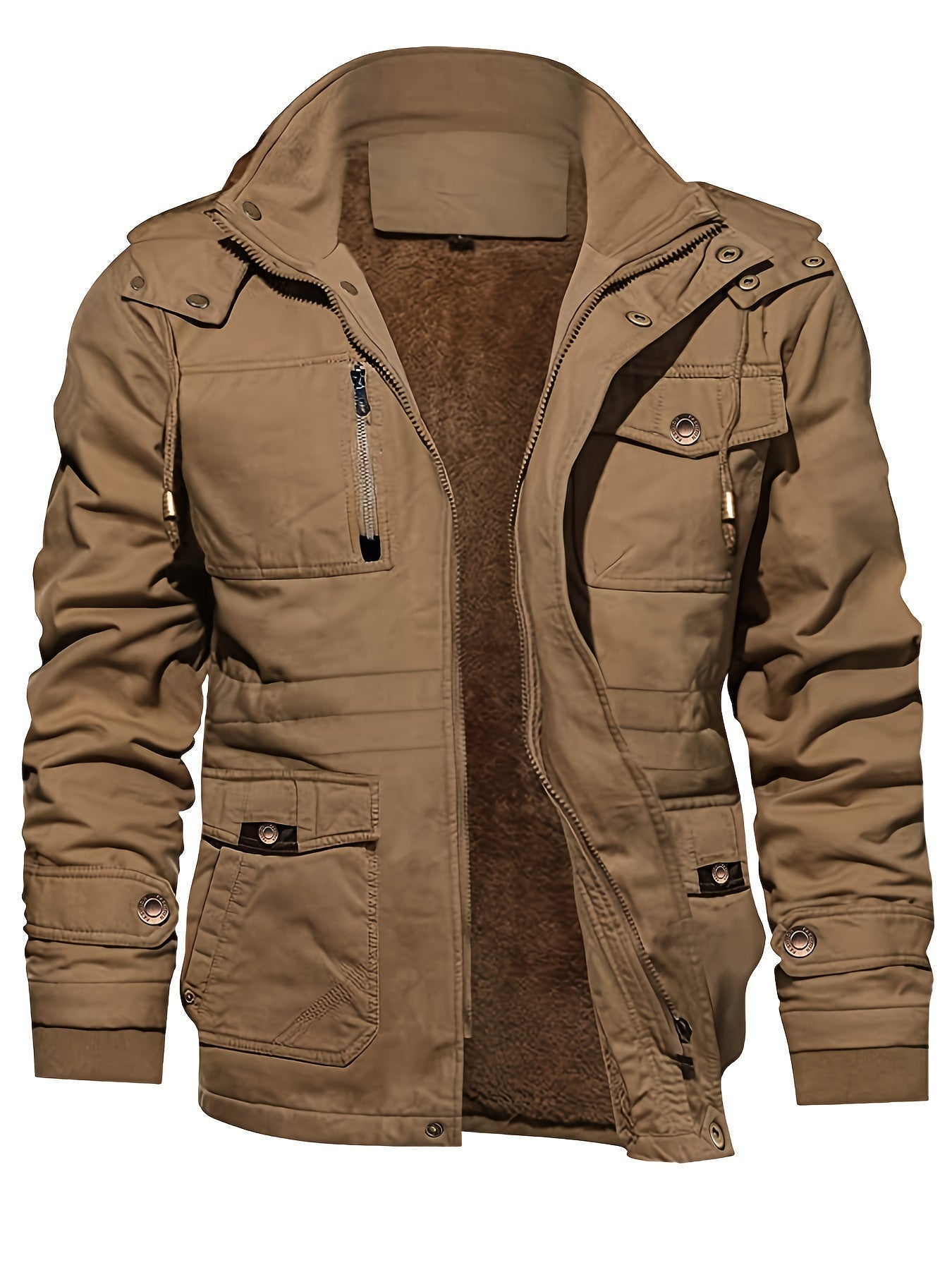 gbolsos Men's Hooded Military Tactical Jacket Windbreak Fleece Coat