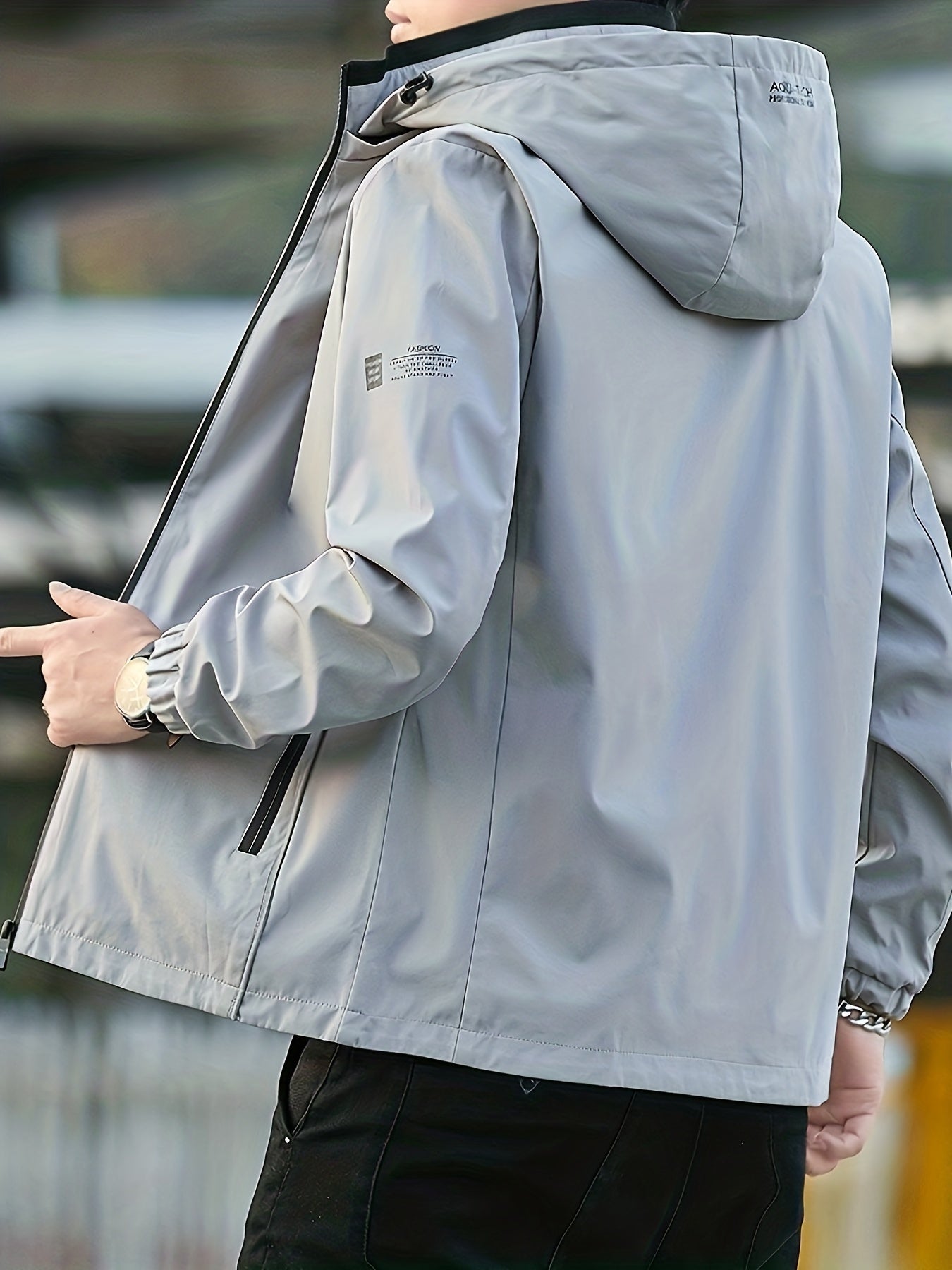 gbolsos Men's Windbreaker Detachable Hooded Jacket, Zipper Pockets Jackets By Activity For Outdoor Activities