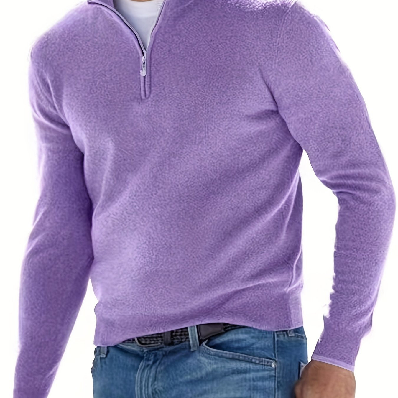 gbolsos Fleece Long Sleeves Zipper Stand Collar Pullover Thermal Underwear Tops, Men's Casual Top Polo Shirts