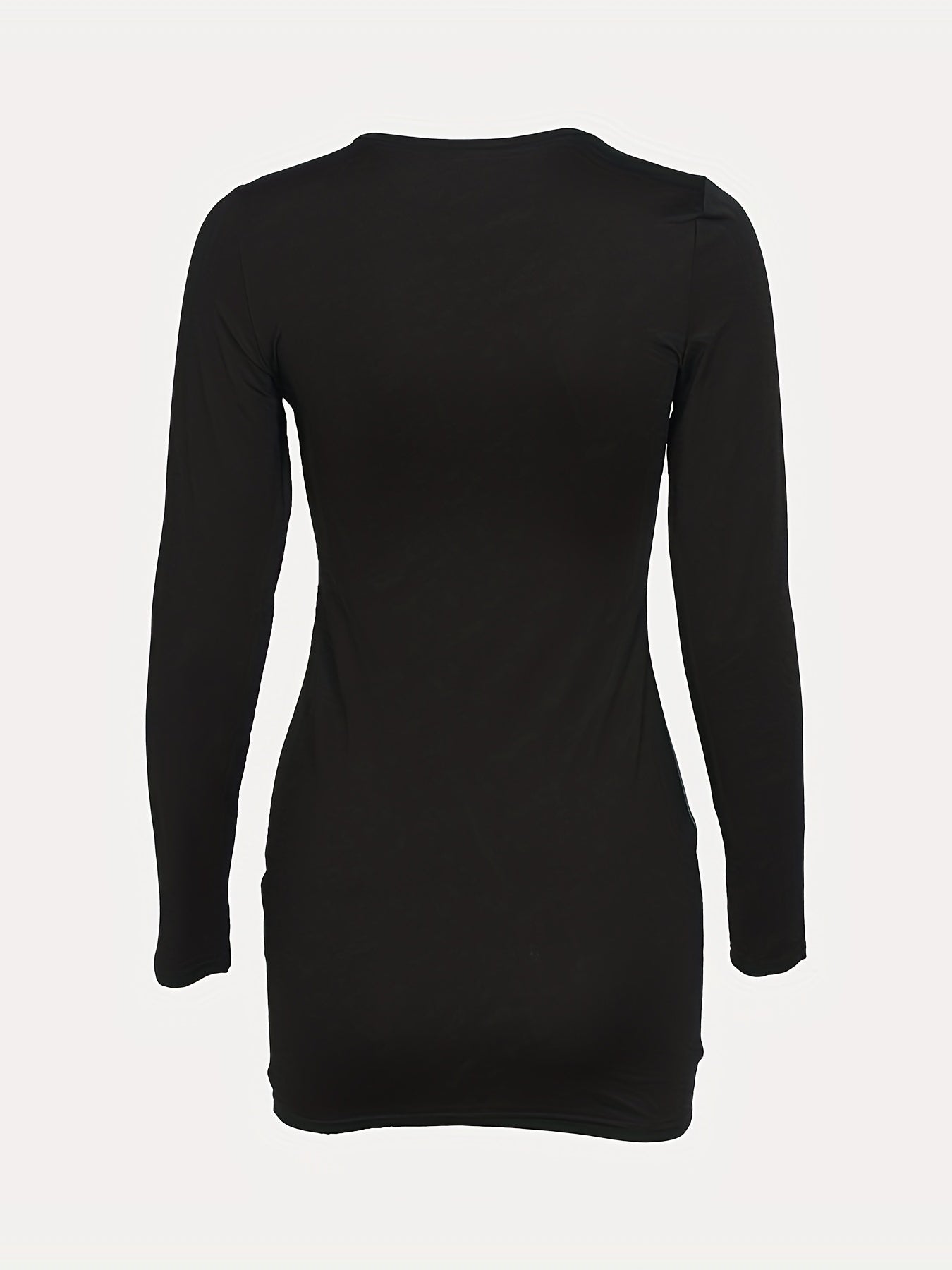 Body Shape Print Dress, Sexy Crew Neck Long Sleeve Slim Dress, Women's Clothing