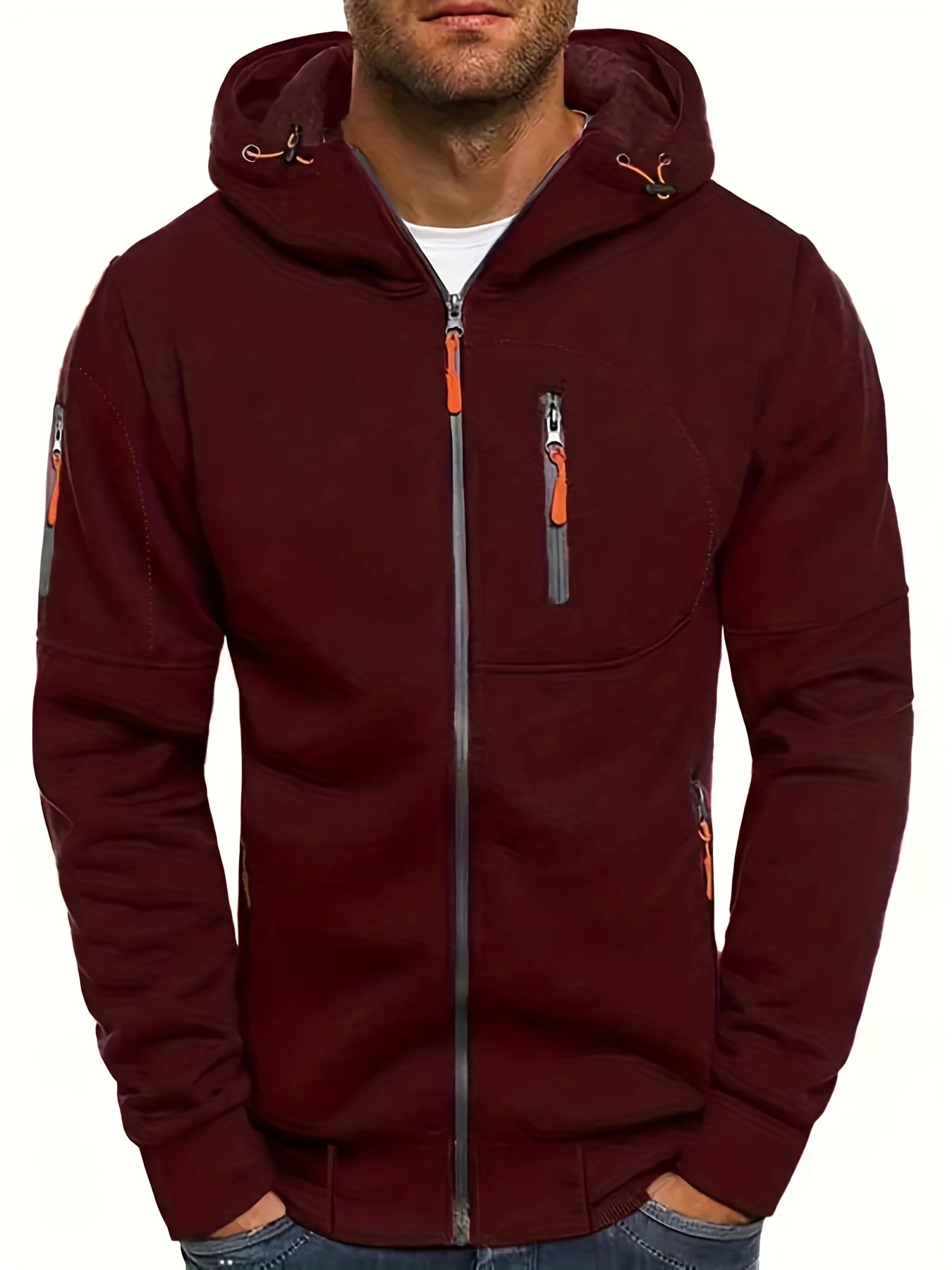gbolsos Men's Zipper Jacket, Casual Comfy Loose Long Sleeve Hoodie, Men's Clothing