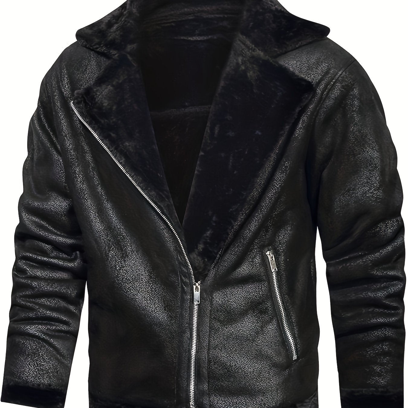 gbolsos Men's Pu Jacket, Chic Faux Leather Jacket For Fall Winter