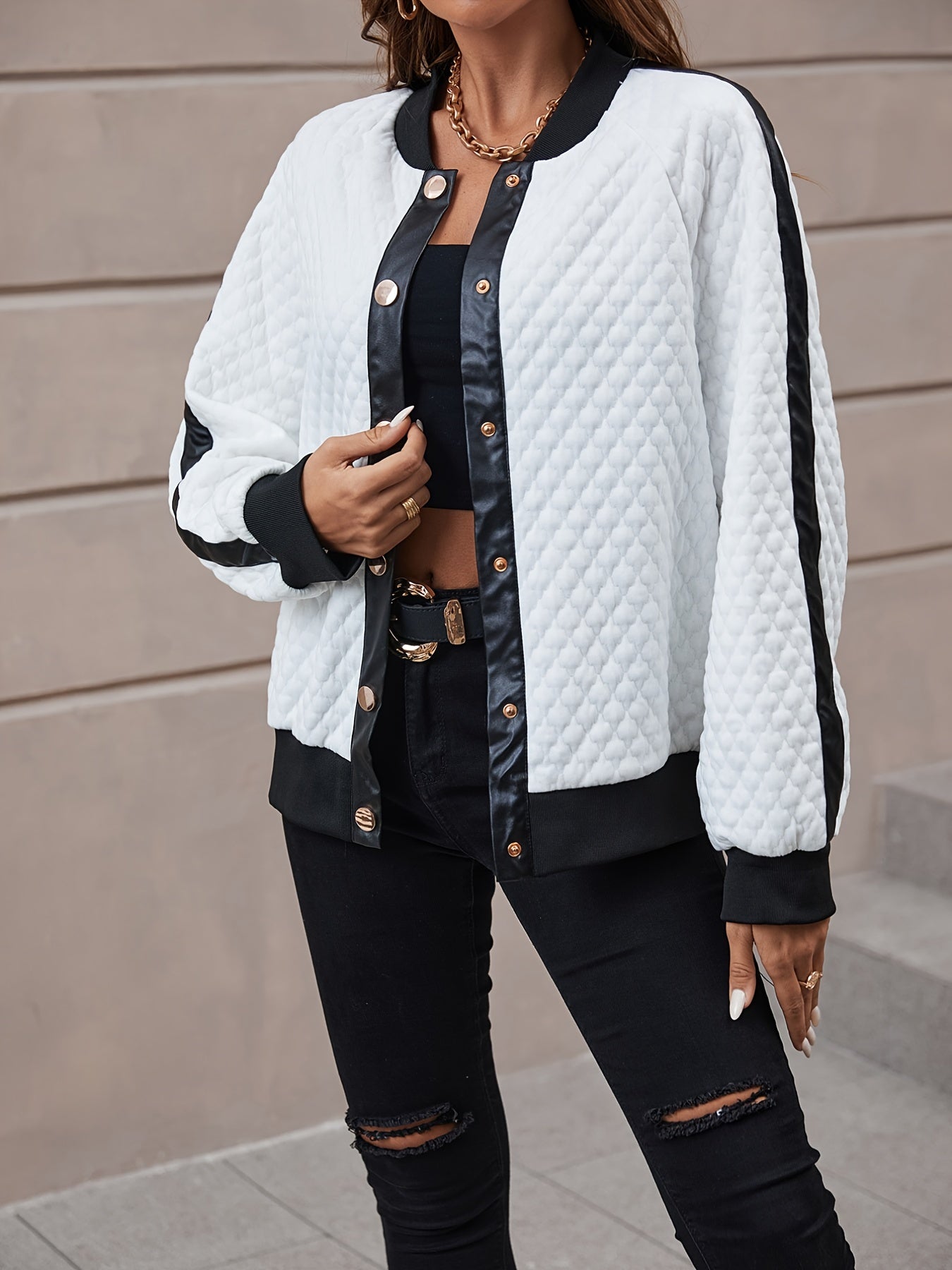 gbolsos Loose Simple Fashion Coat, Casual Raglan Long Sleeve Crop Outerwear, Women's Clothing