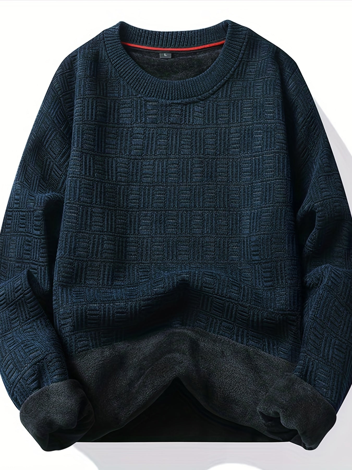 gbolsos All Match Knitted Sweater, Men's Casual Warm Slightly Stretch Crew Neck Pullover Sweater For Men Fall Winter